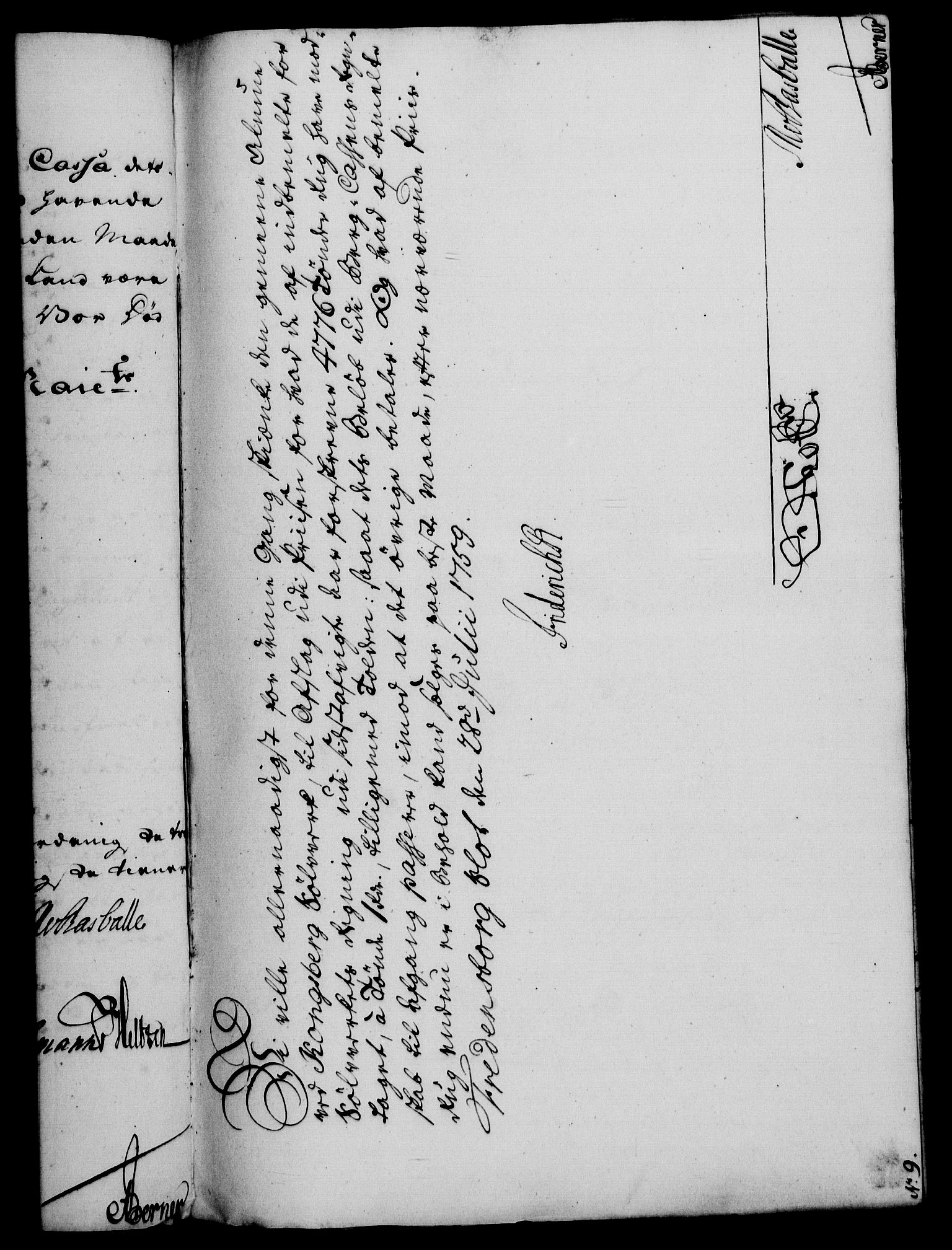 Rentekammeret, Kammerkanselliet, AV/RA-EA-3111/G/Gf/Gfa/L0041: Norsk relasjons- og resolusjonsprotokoll (merket RK 52.41), 1759, p. 457