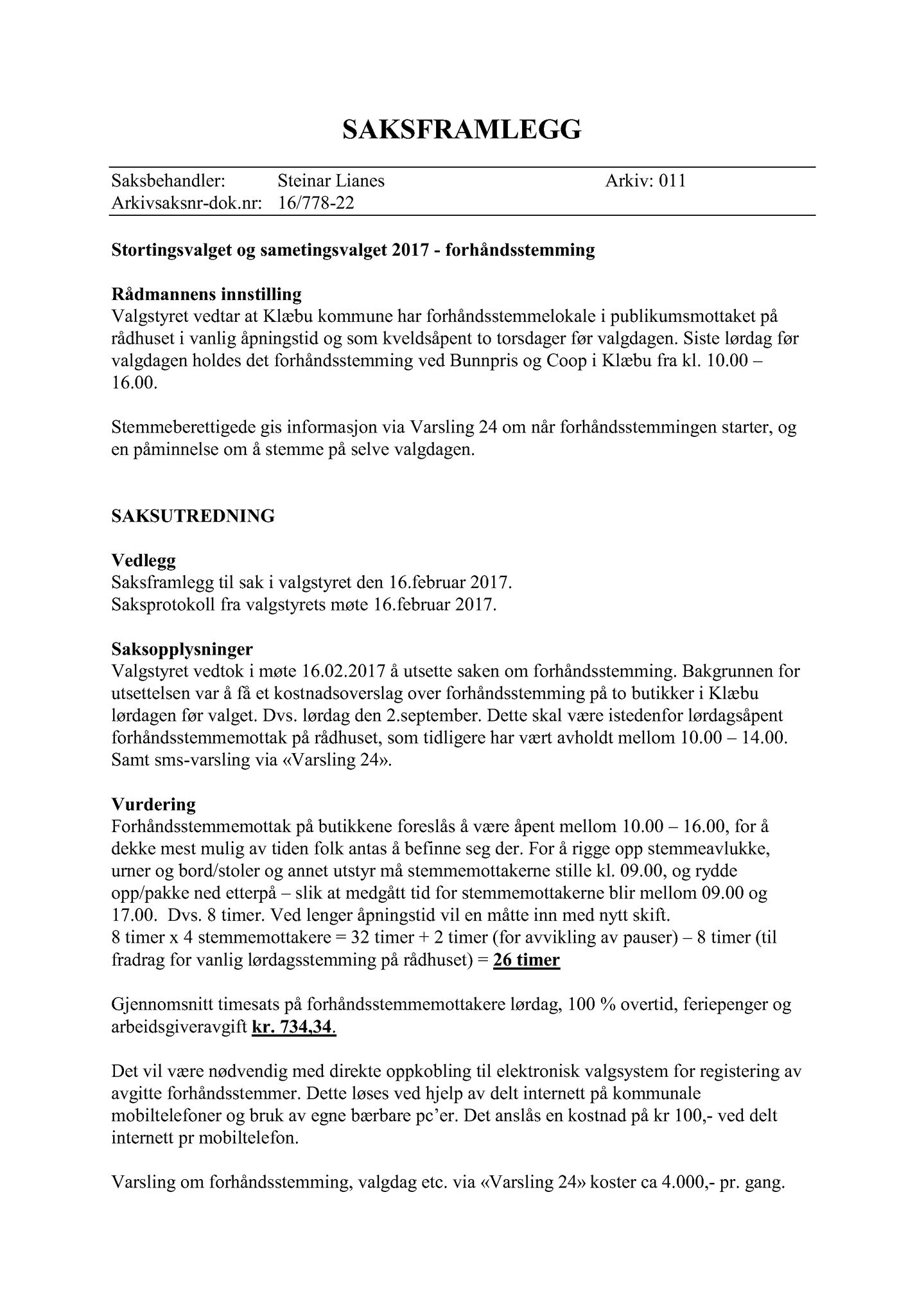 Klæbu Kommune, TRKO/KK/10-VS/L003: Valgnemnda - Møtedokumenter, 2017, p. 21