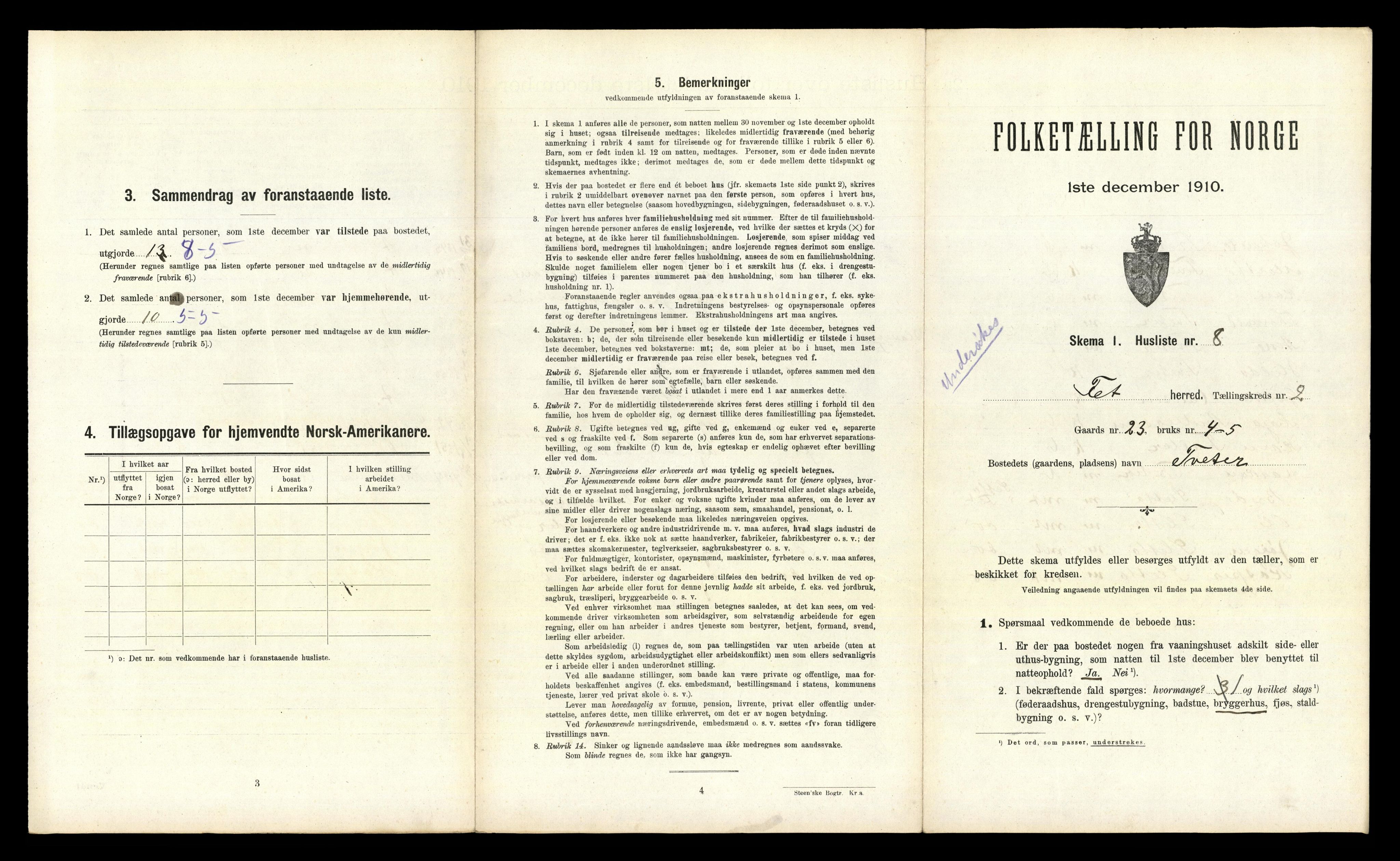 RA, 1910 census for Fet, 1910, p. 257