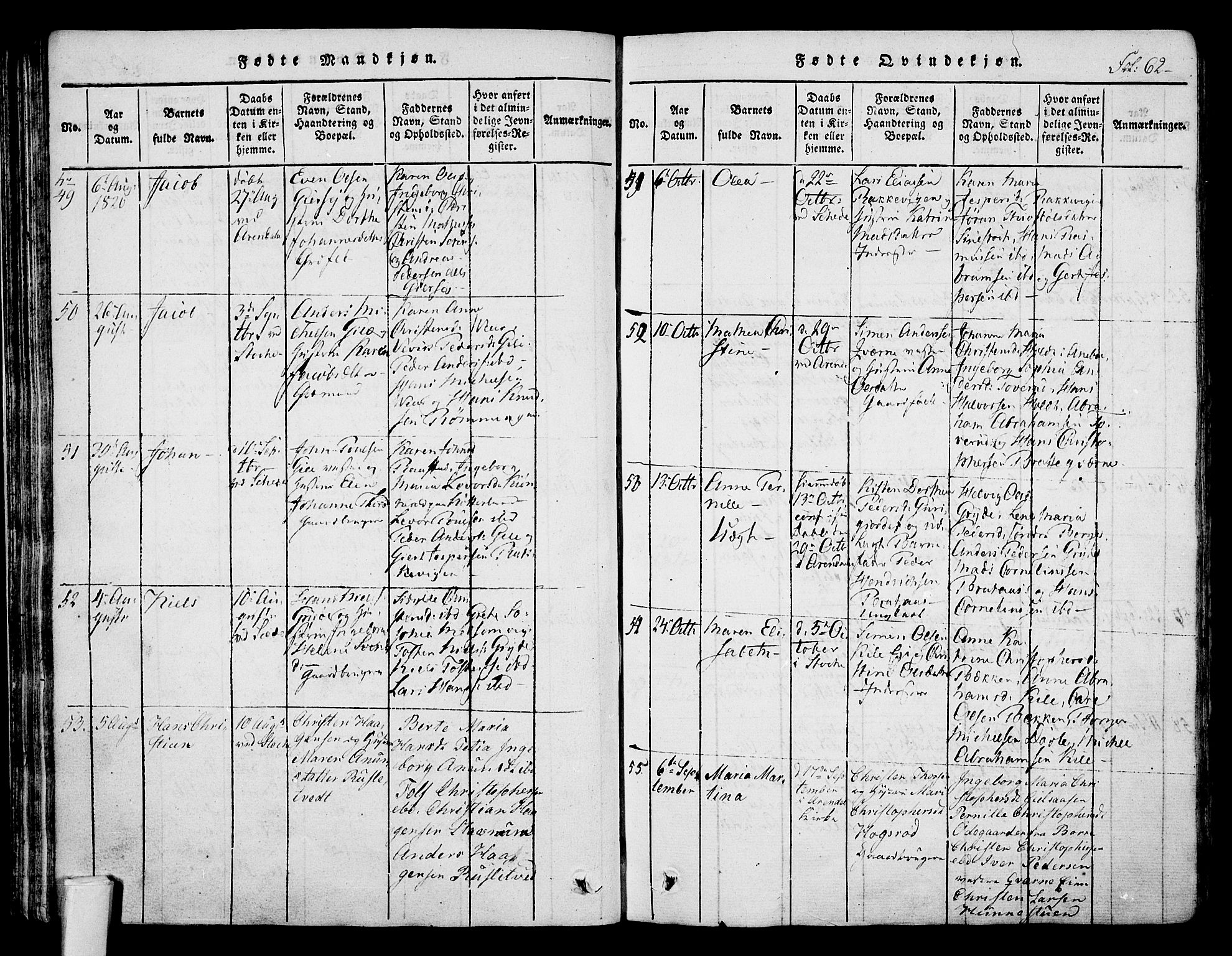 Stokke kirkebøker, AV/SAKO-A-320/F/Fa/L0005: Parish register (official) no. I 5, 1815-1826, p. 62