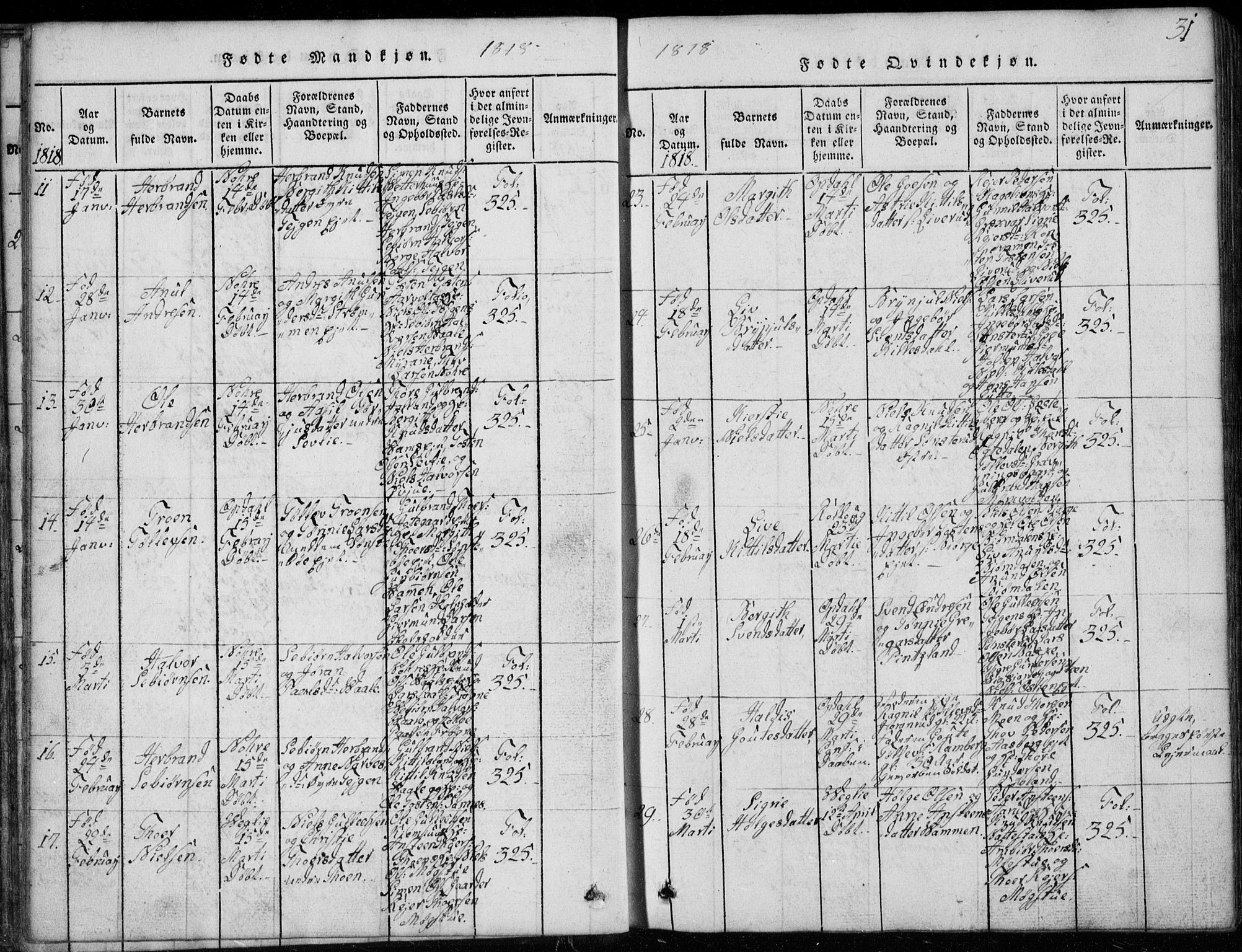Rollag kirkebøker, SAKO/A-240/G/Ga/L0001: Parish register (copy) no. I 1, 1814-1831, p. 31