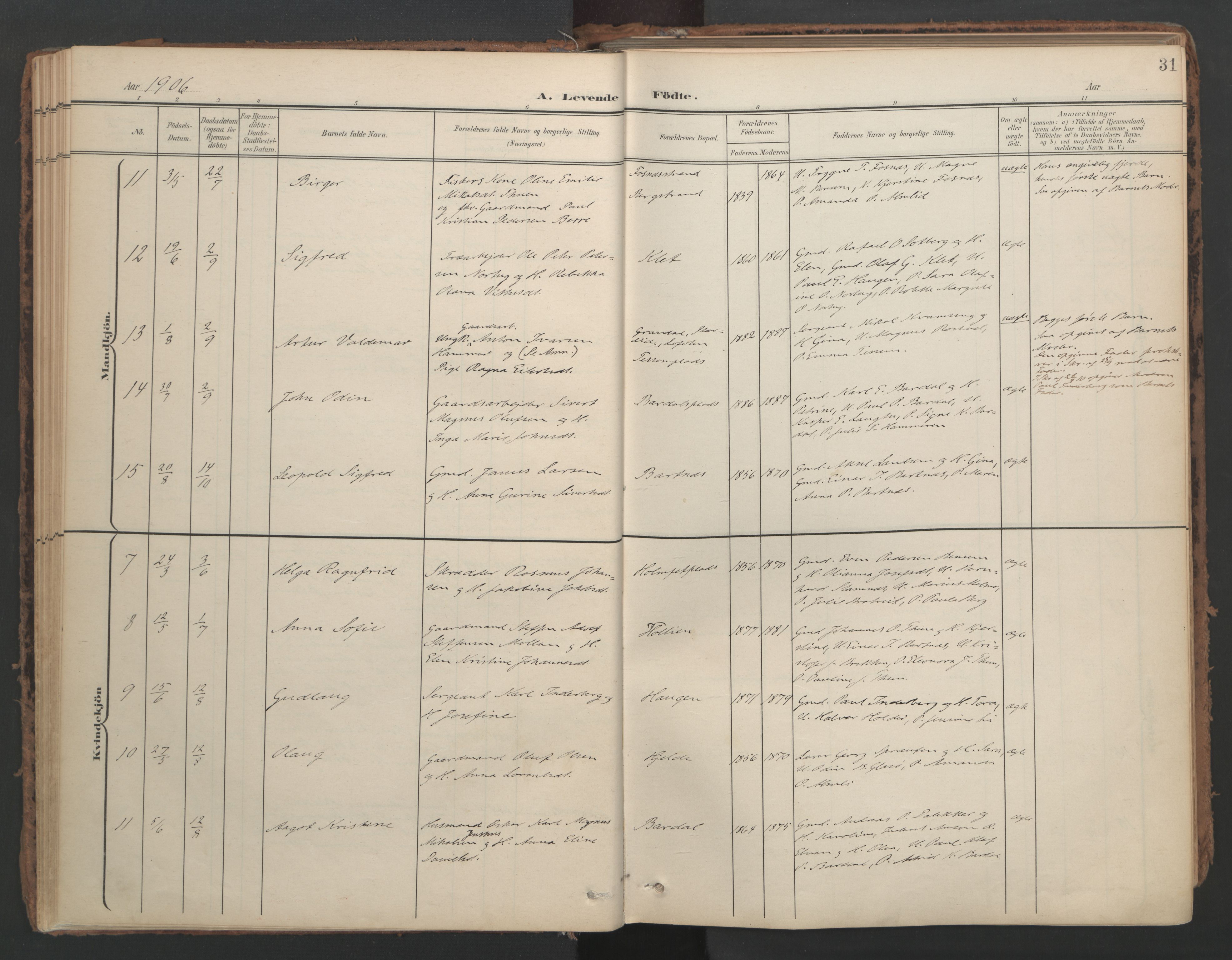 Ministerialprotokoller, klokkerbøker og fødselsregistre - Nord-Trøndelag, SAT/A-1458/741/L0397: Parish register (official) no. 741A11, 1901-1911, p. 31