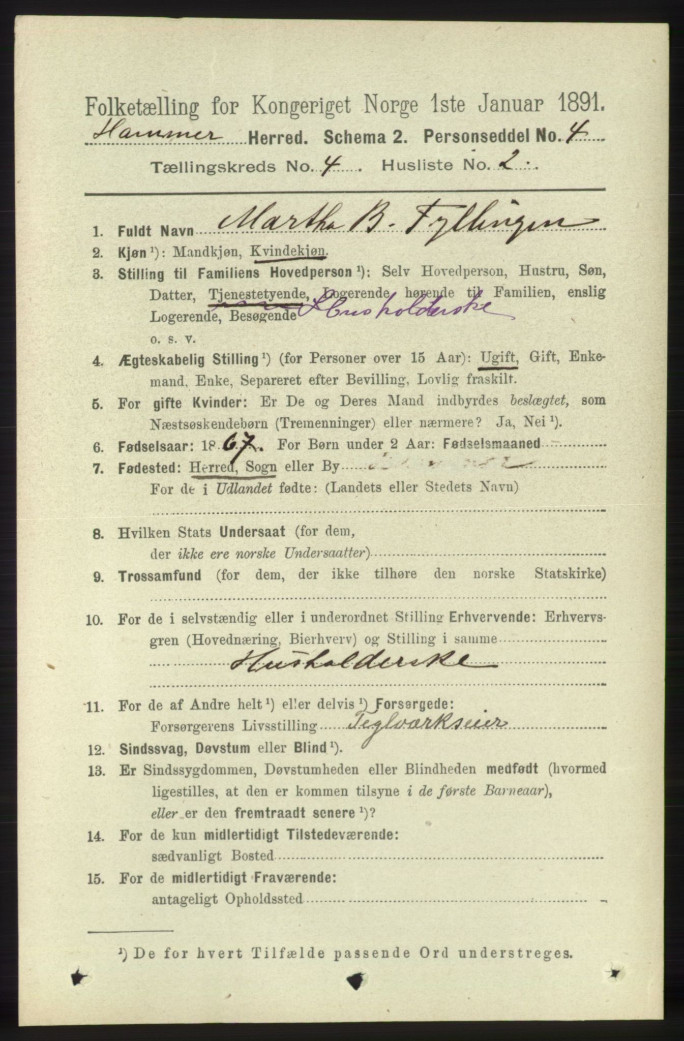 RA, 1891 census for 1254 Hamre, 1891, p. 936