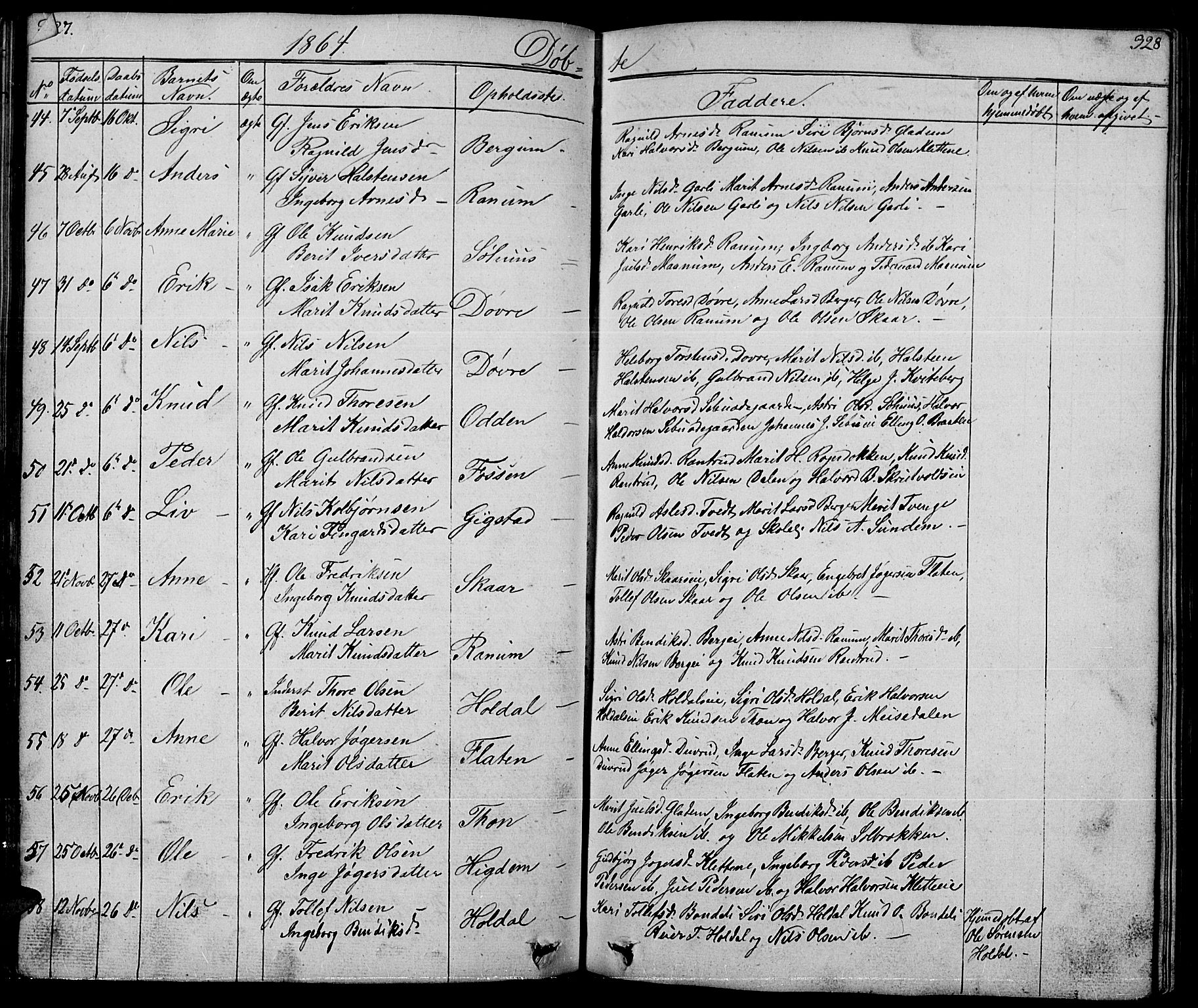 Nord-Aurdal prestekontor, SAH/PREST-132/H/Ha/Hab/L0001: Parish register (copy) no. 1, 1834-1887, p. 327-328