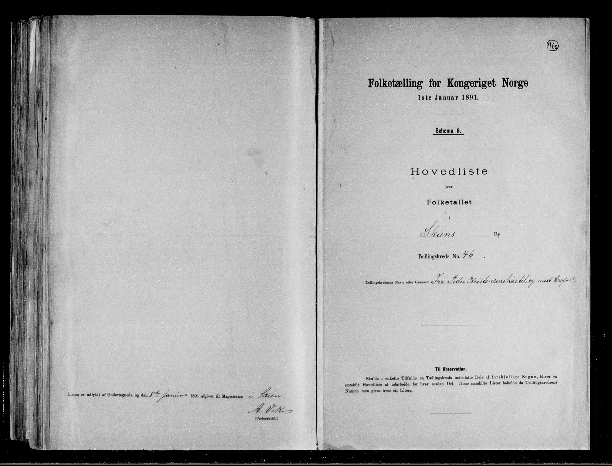 RA, 1891 census for 0806 Skien, 1891, p. 99