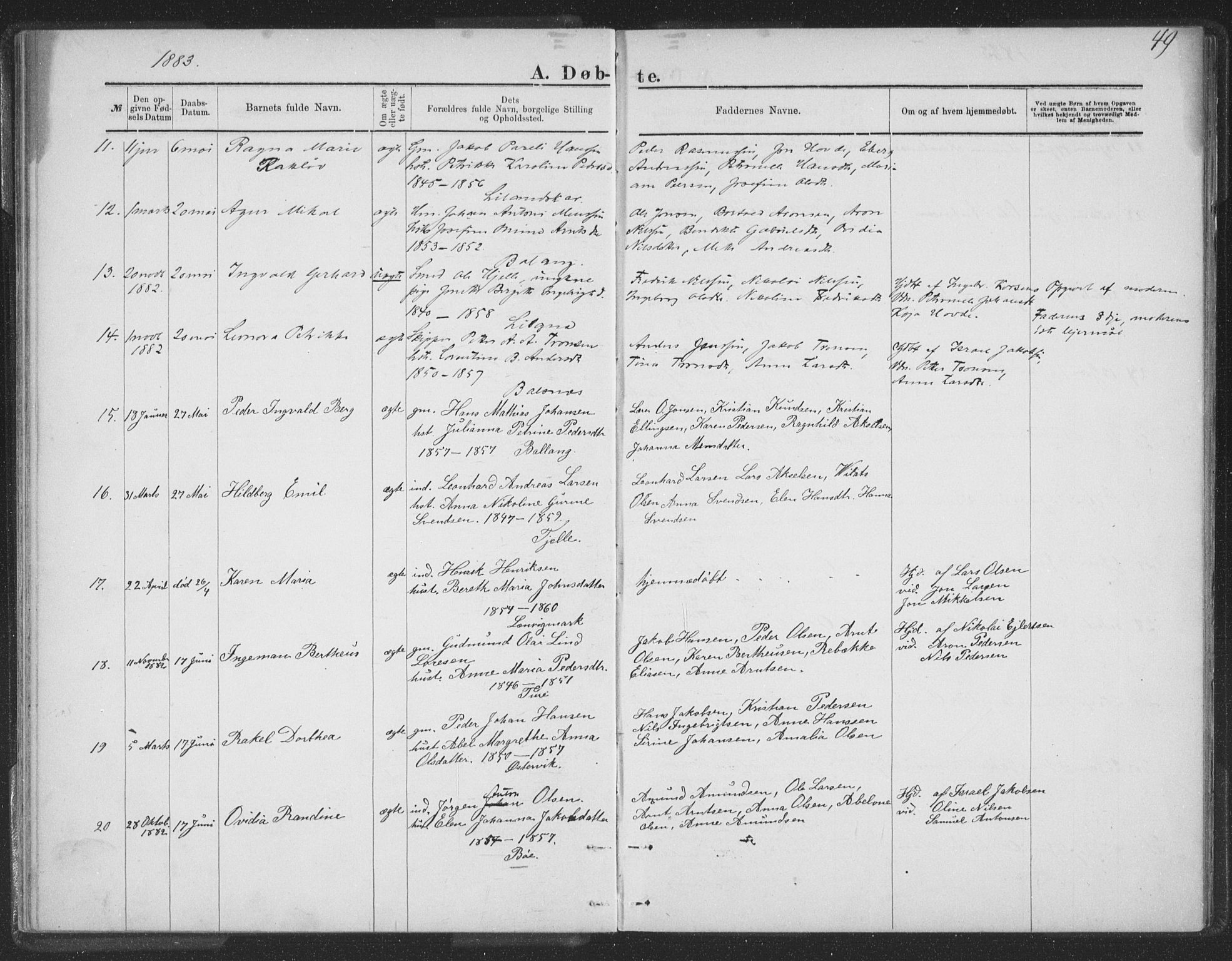 Ministerialprotokoller, klokkerbøker og fødselsregistre - Nordland, AV/SAT-A-1459/863/L0913: Parish register (copy) no. 863C03, 1877-1885, p. 49