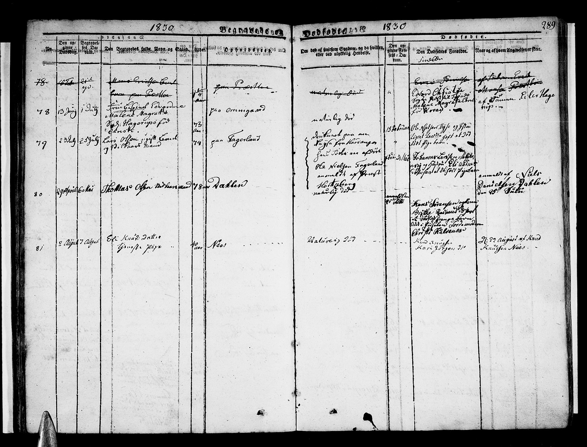 Stord sokneprestembete, AV/SAB-A-78201/H/Haa: Parish register (official) no. A 6, 1826-1840, p. 289