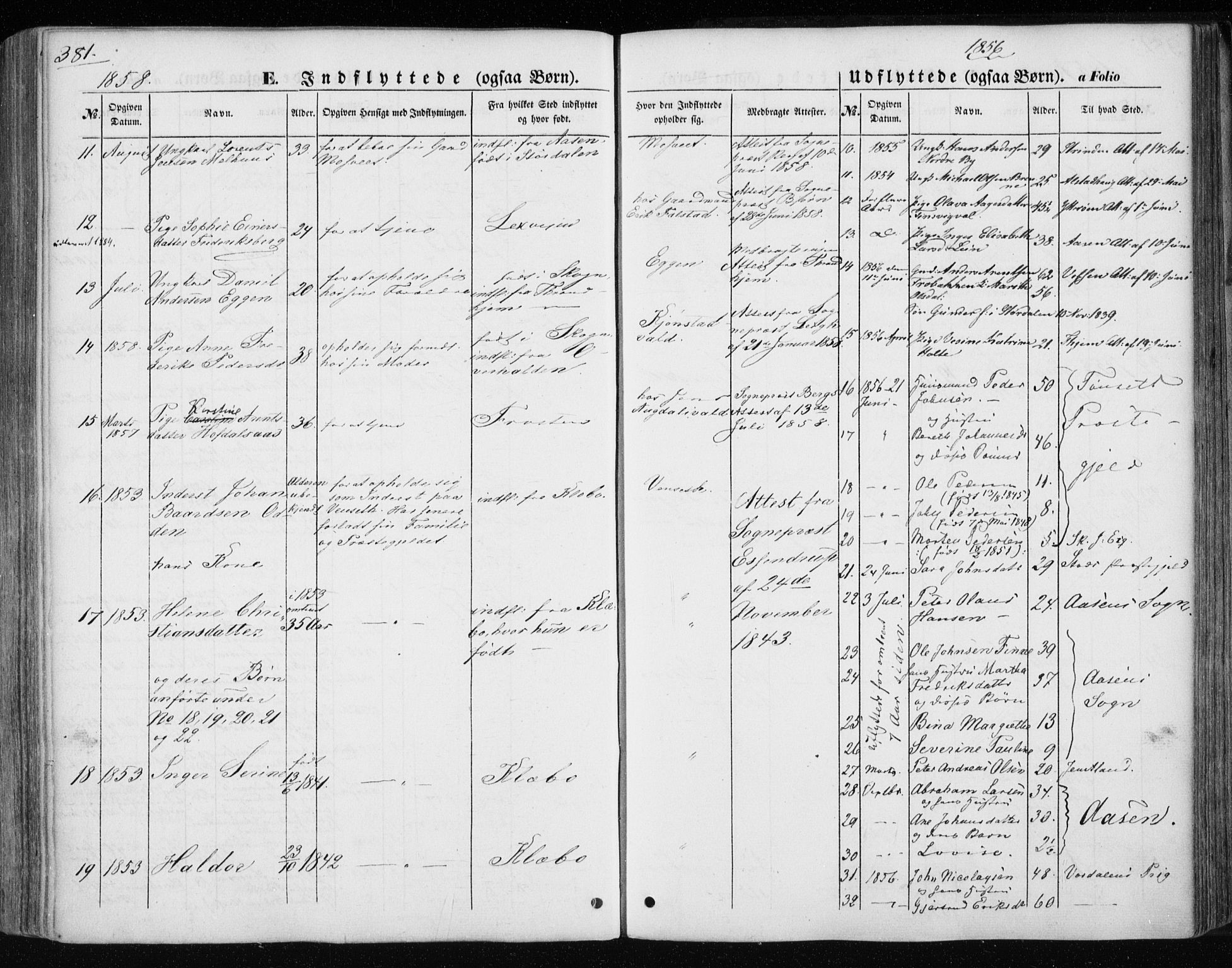 Ministerialprotokoller, klokkerbøker og fødselsregistre - Nord-Trøndelag, AV/SAT-A-1458/717/L0154: Parish register (official) no. 717A07 /1, 1850-1862, p. 381