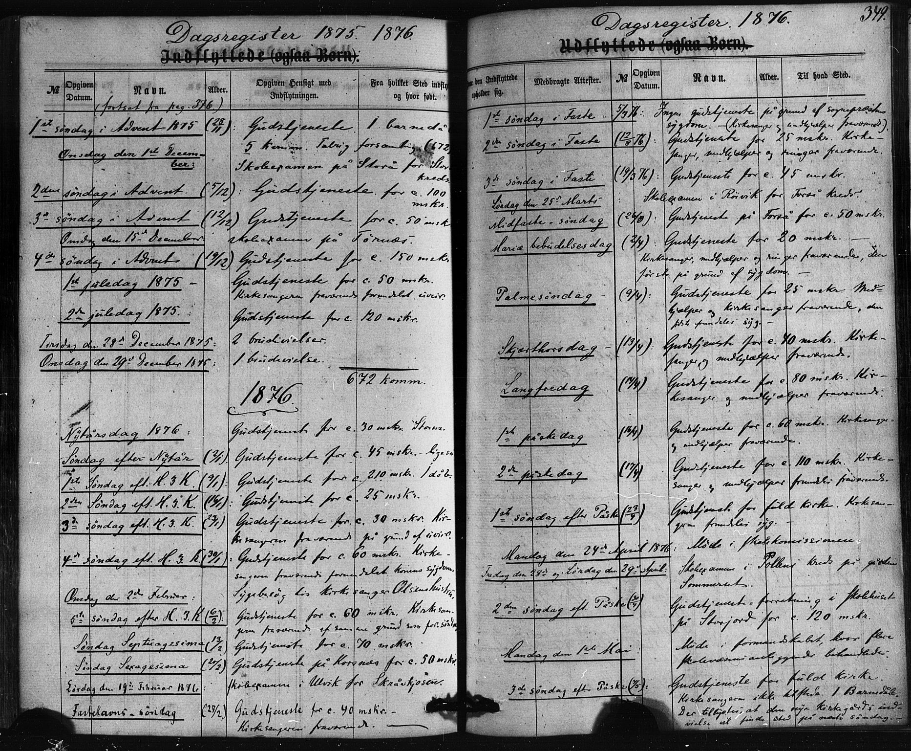 Ministerialprotokoller, klokkerbøker og fødselsregistre - Nordland, AV/SAT-A-1459/861/L0867: Parish register (official) no. 861A02, 1864-1878, p. 349