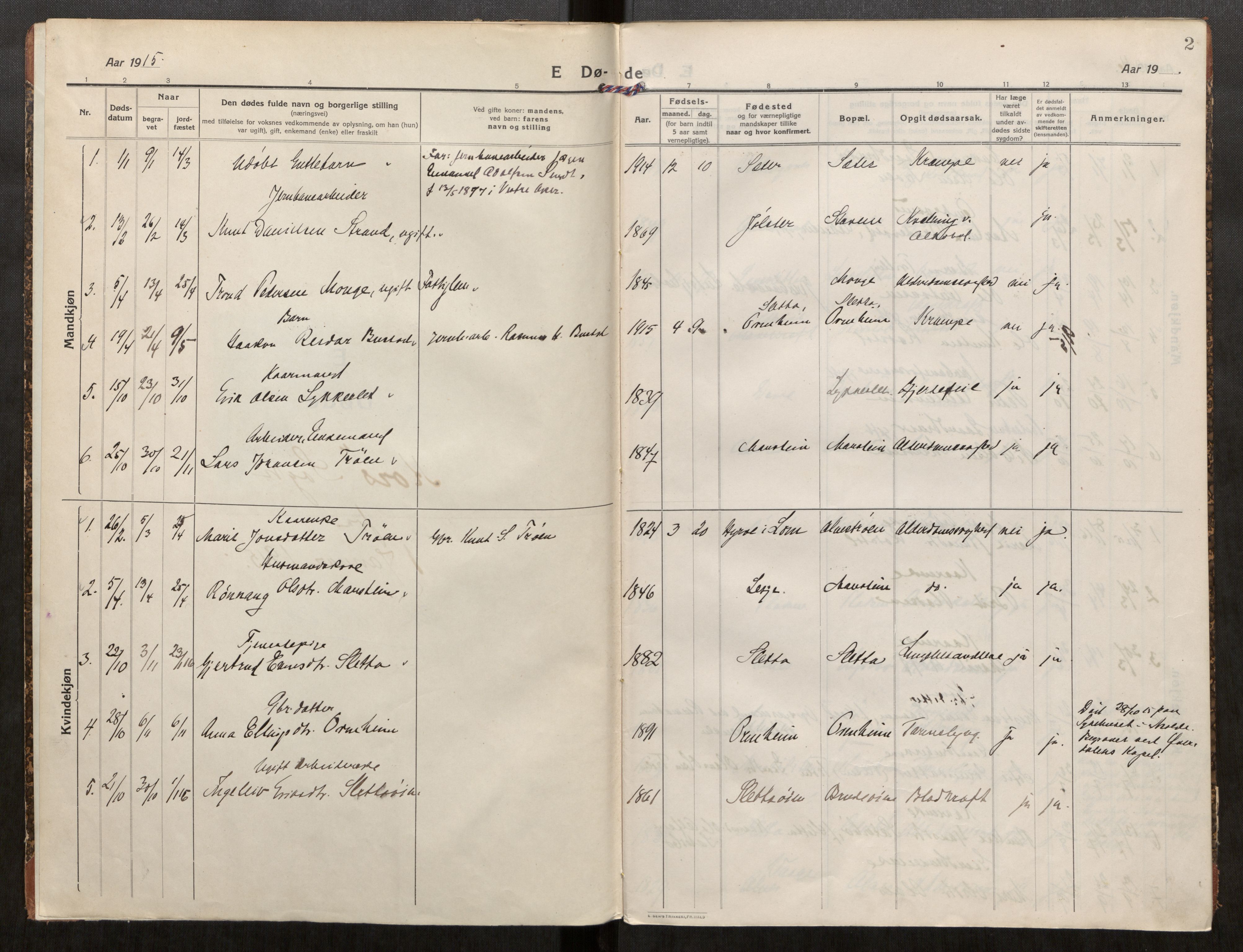 Ministerialprotokoller, klokkerbøker og fødselsregistre - Møre og Romsdal, AV/SAT-A-1454/546/L0600: Parish register (official) no. 546A05, 1915-1920, p. 2