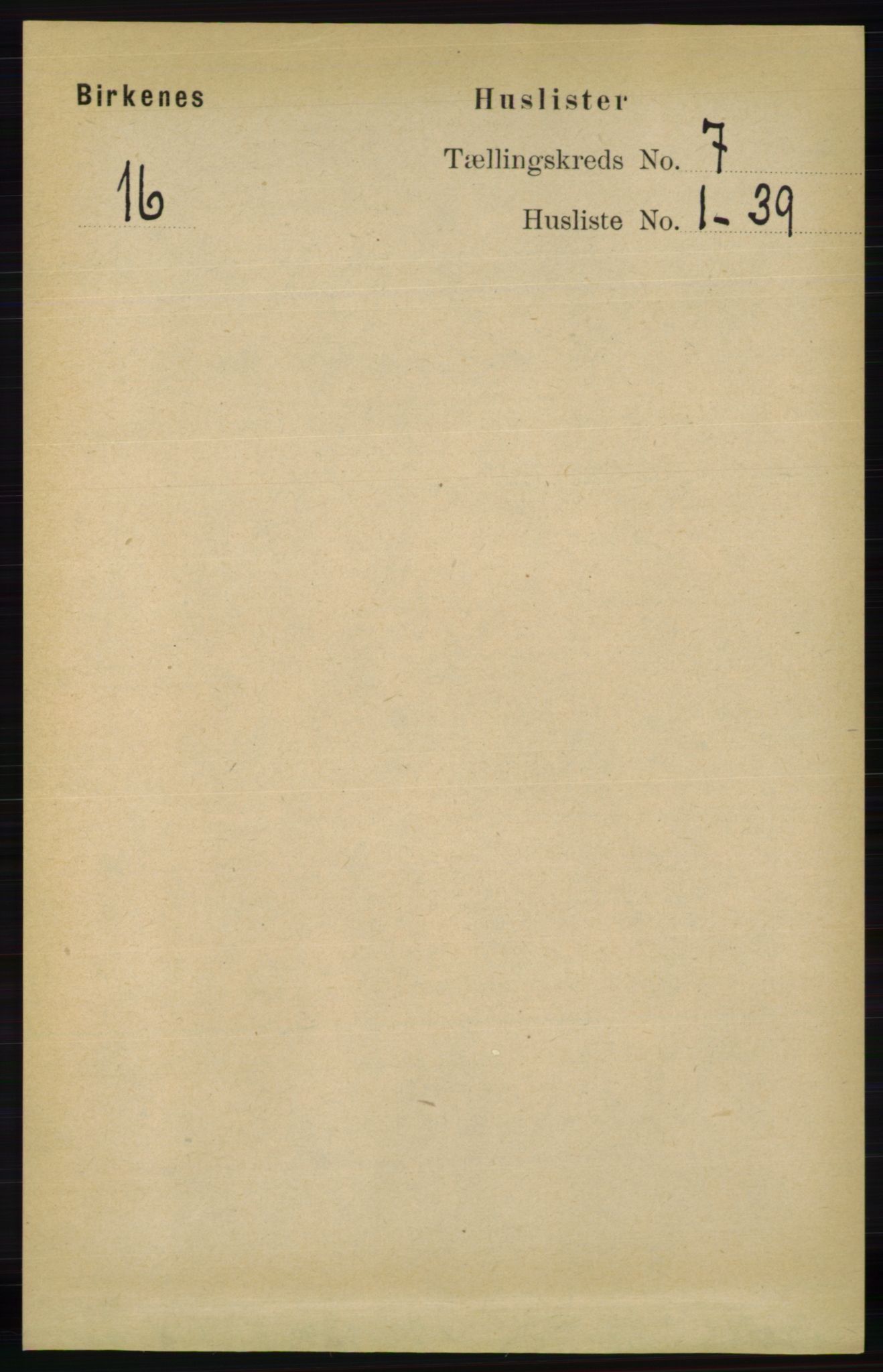 RA, 1891 Census for 0928 Birkenes, 1891, p. 1941
