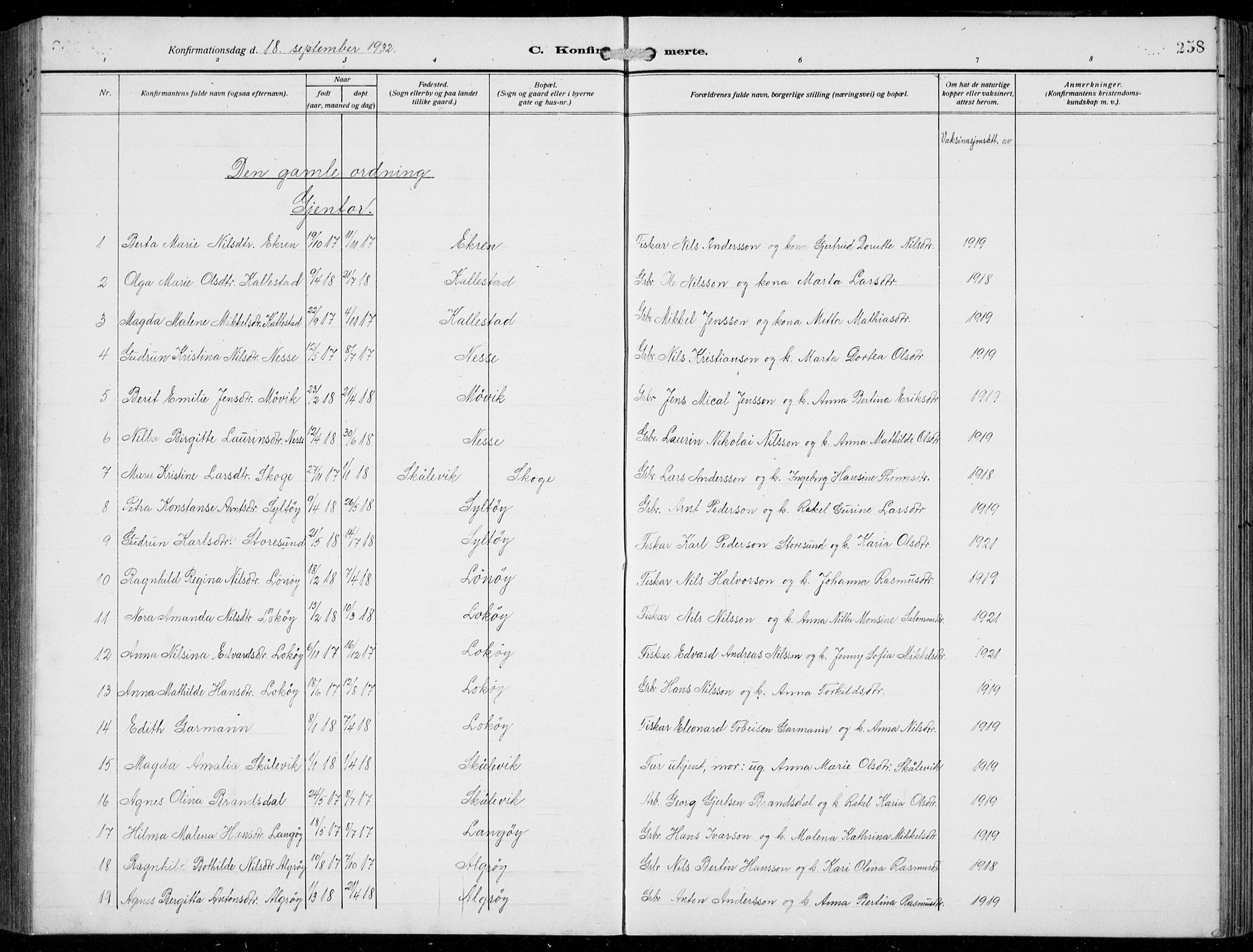 Fjell sokneprestembete, AV/SAB-A-75301/H/Hab: Parish register (copy) no. A  6, 1918-1936, p. 258