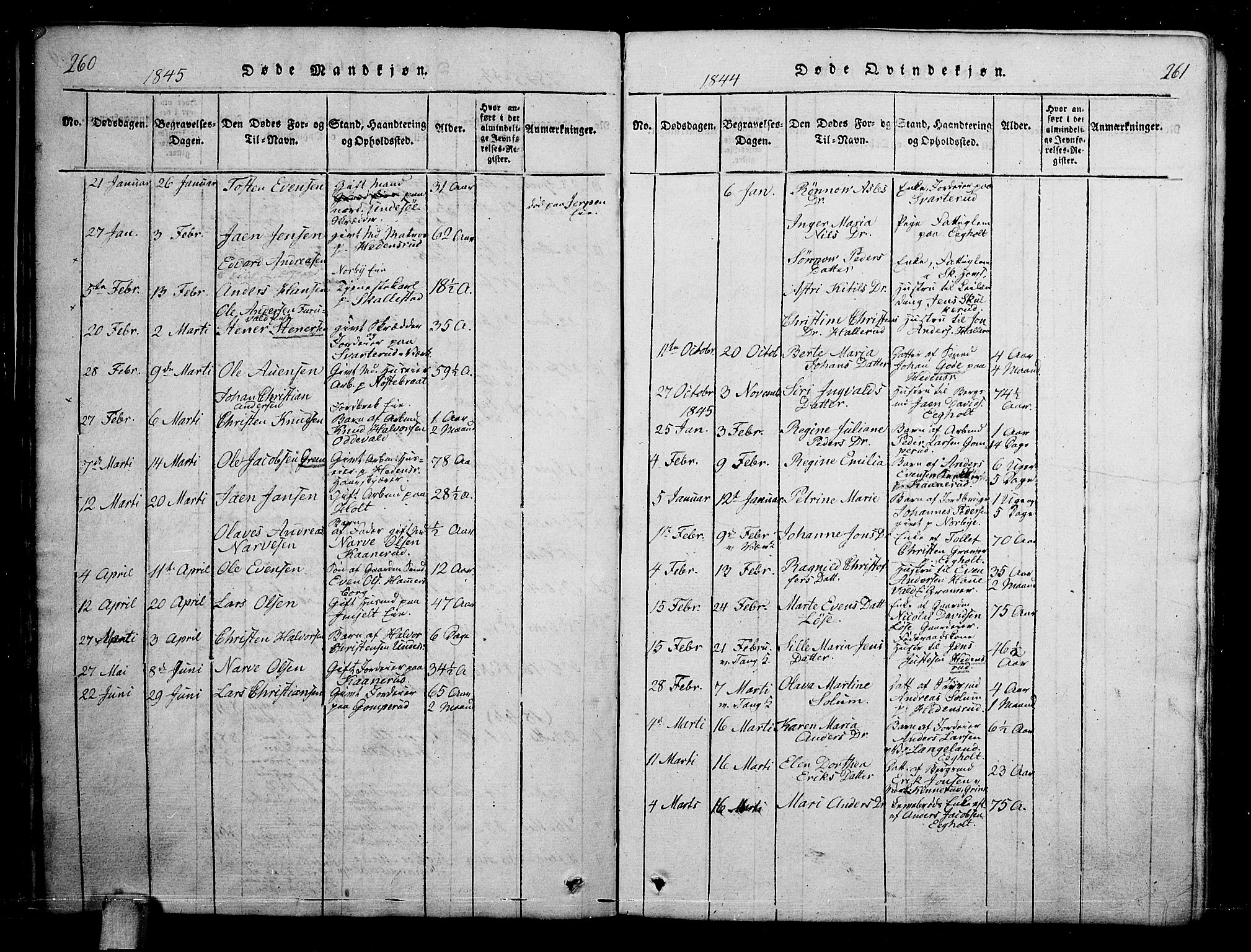 Skoger kirkebøker, SAKO/A-59/G/Ga/L0001: Parish register (copy) no. I 1, 1814-1845, p. 260-261