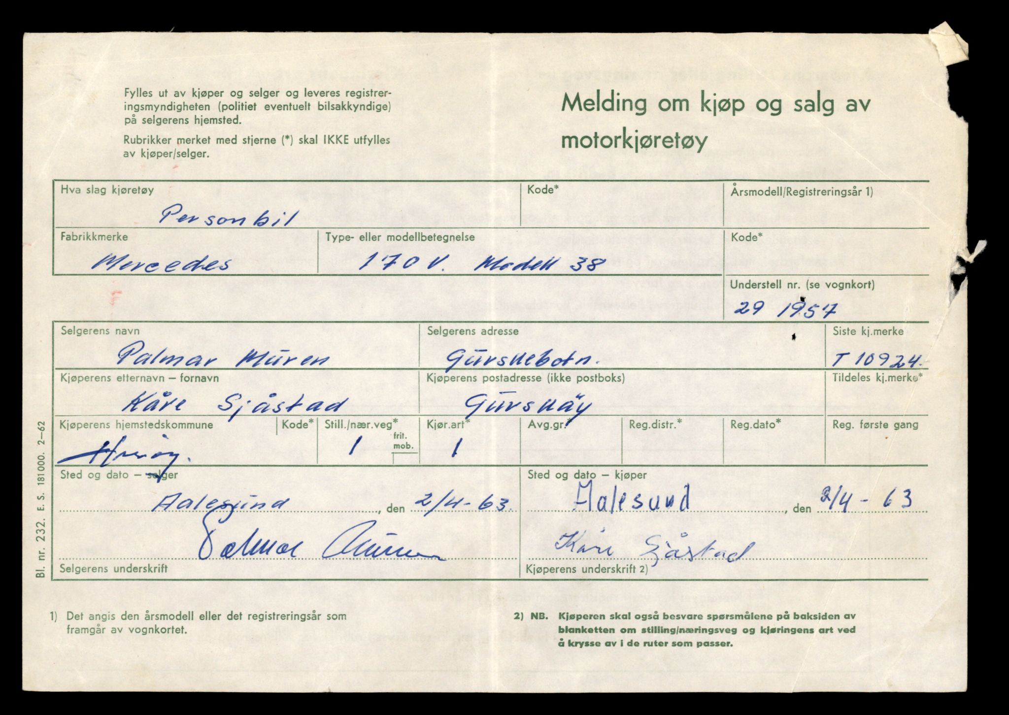 Møre og Romsdal vegkontor - Ålesund trafikkstasjon, AV/SAT-A-4099/F/Fe/L0024: Registreringskort for kjøretøy T 10810 - T 10930, 1927-1998, p. 2922