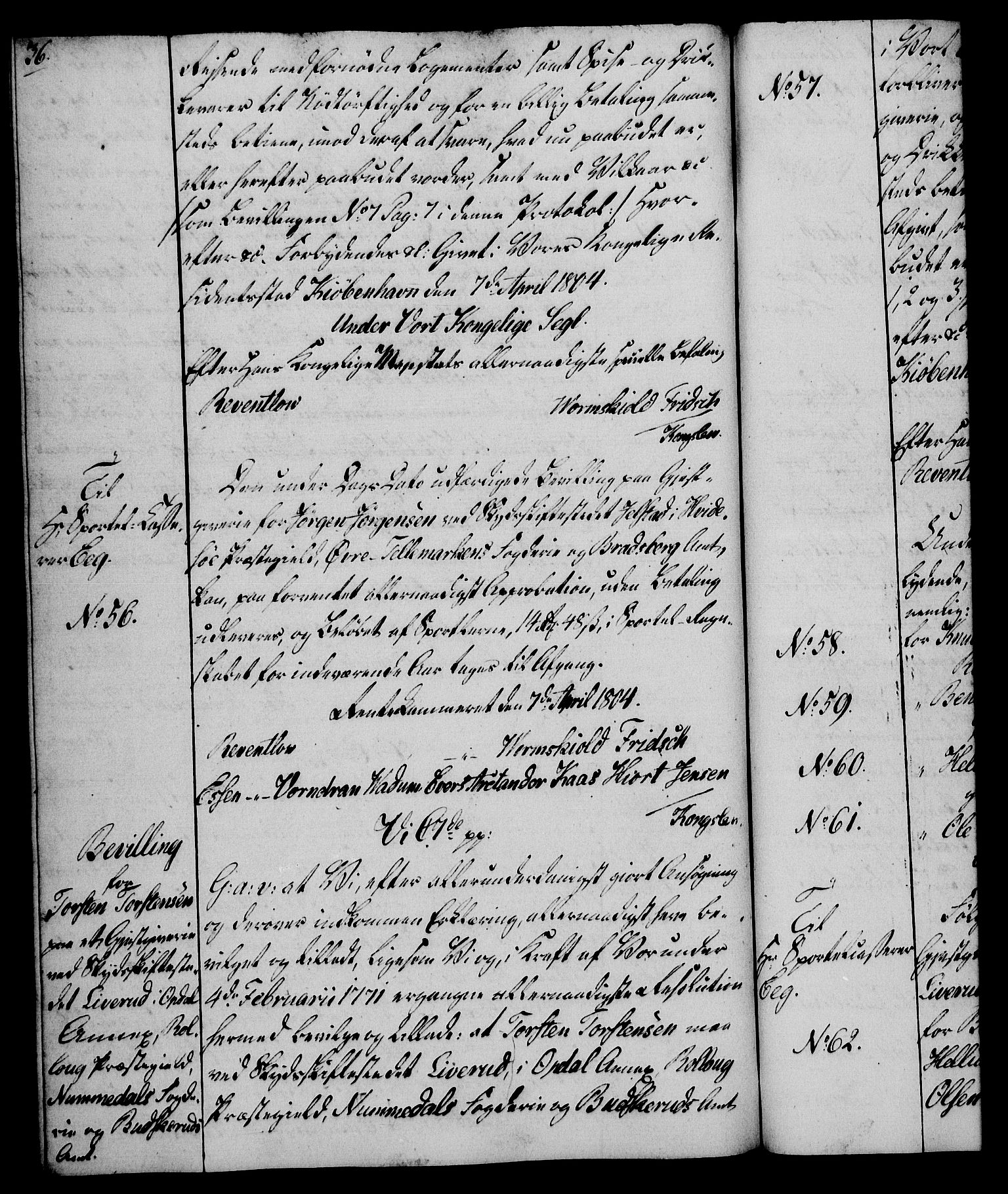 Rentekammeret, Kammerkanselliet, RA/EA-3111/G/Gg/Gga/L0018: Norsk ekspedisjonsprotokoll med register (merket RK 53.18), 1804-1806, p. 36