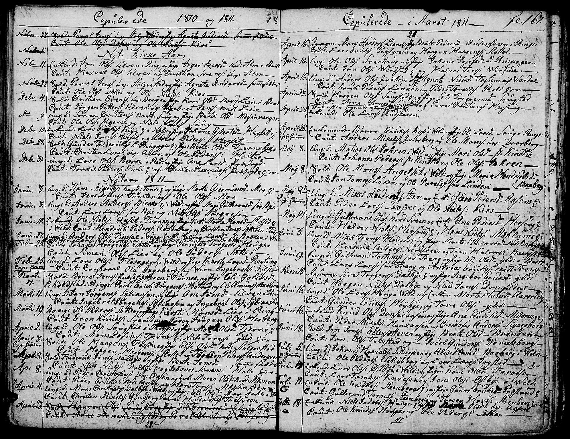 Ringsaker prestekontor, SAH/PREST-014/K/Ka/L0004: Parish register (official) no. 4, 1799-1814, p. 167