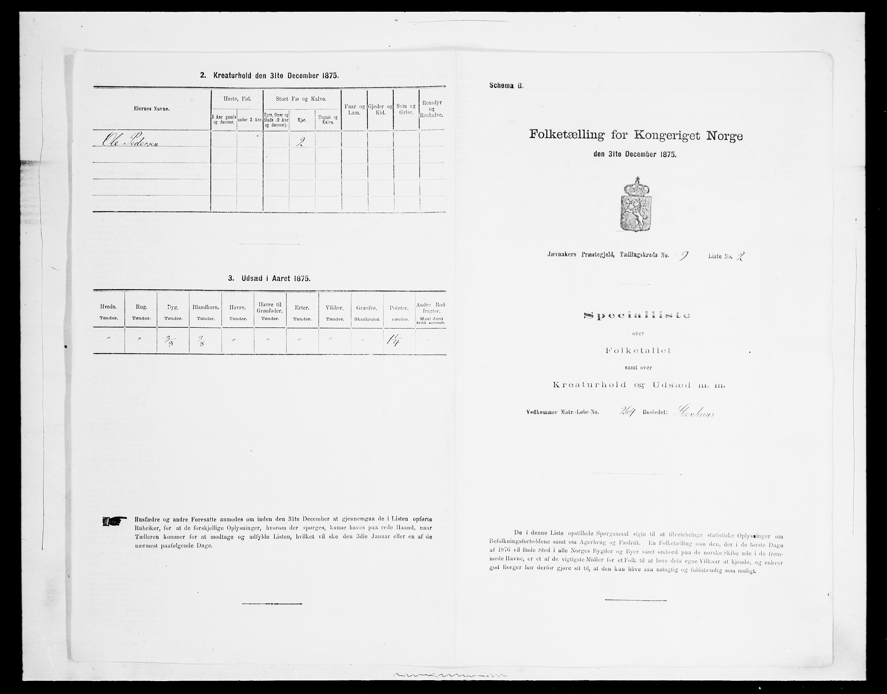 SAH, 1875 census for 0532P Jevnaker, 1875, p. 1506