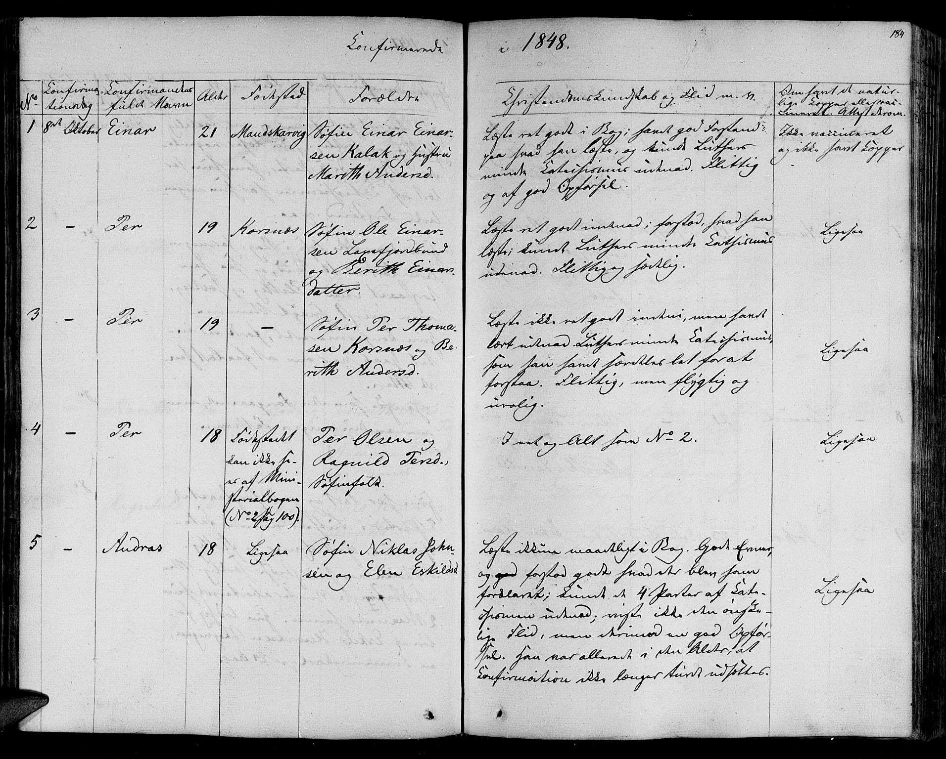 Lebesby sokneprestkontor, SATØ/S-1353/H/Ha/L0003kirke: Parish register (official) no. 3, 1833-1852, p. 184