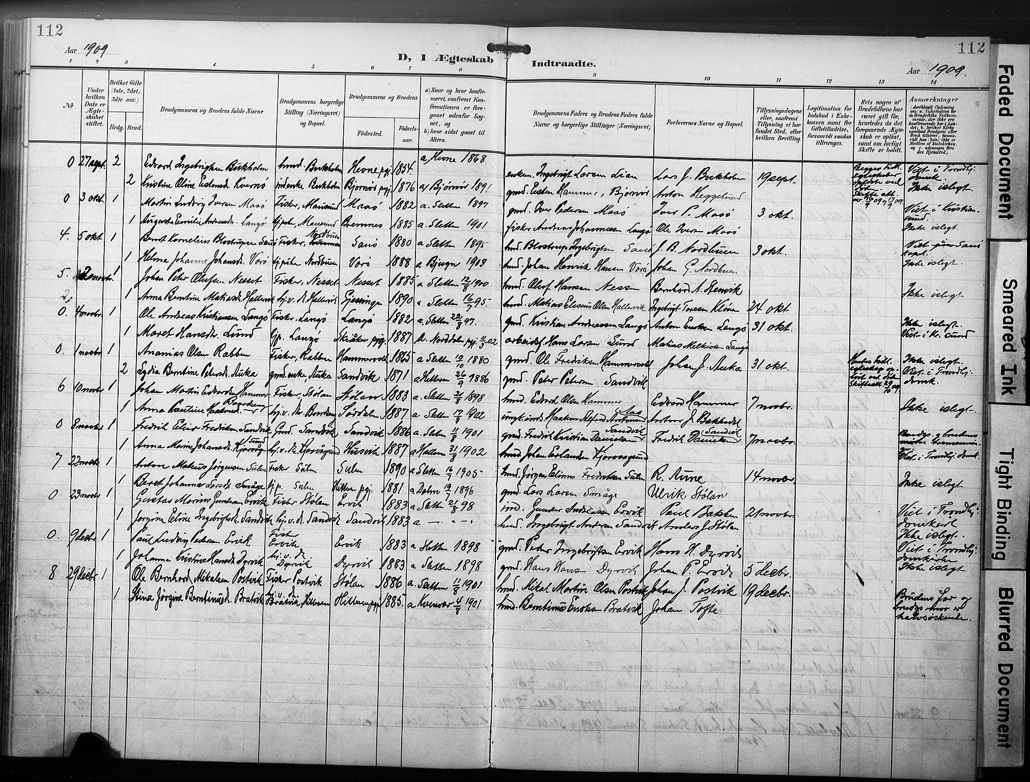 Ministerialprotokoller, klokkerbøker og fødselsregistre - Sør-Trøndelag, AV/SAT-A-1456/640/L0580: Parish register (official) no. 640A05, 1902-1910, p. 112