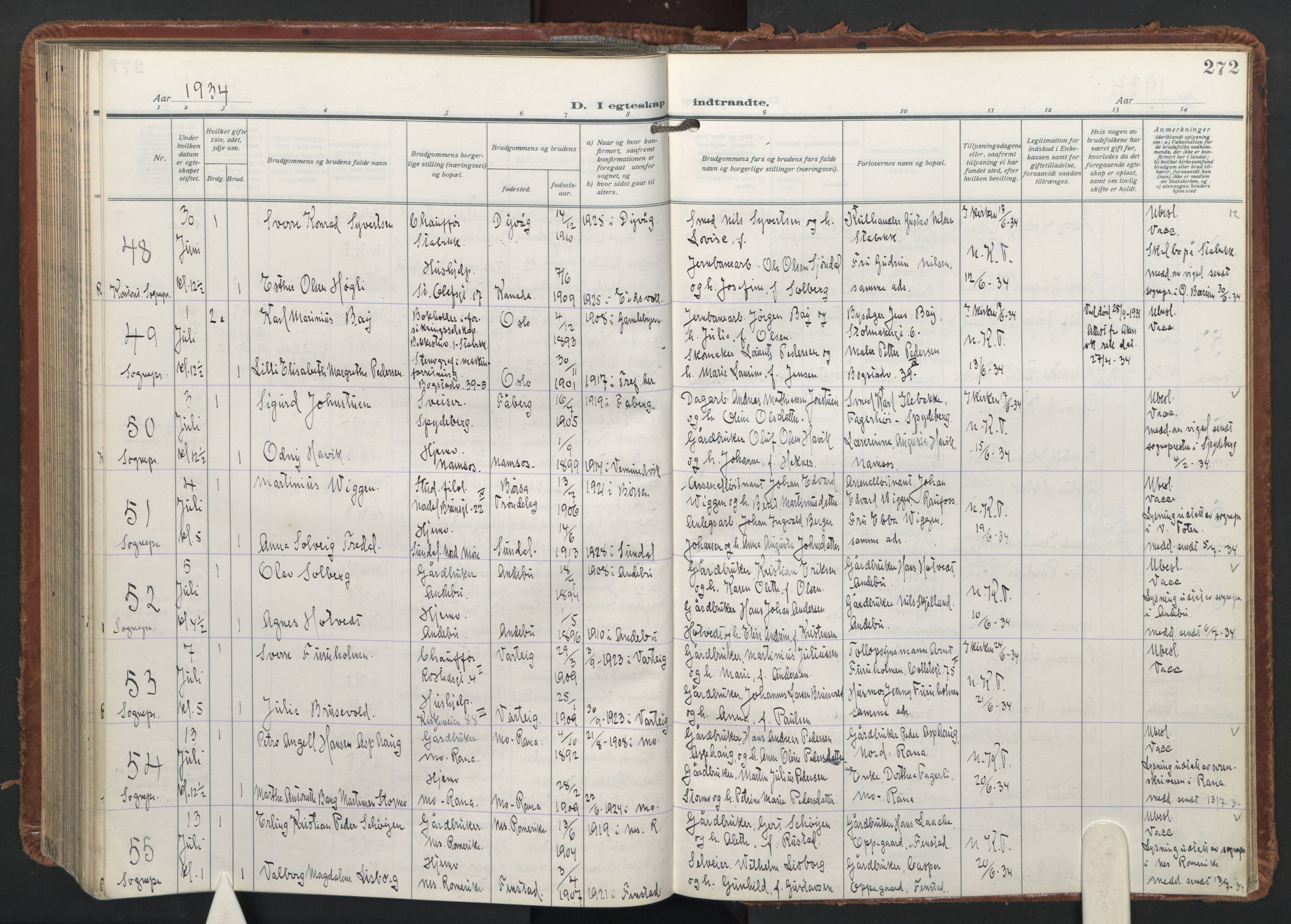 Trefoldighet prestekontor Kirkebøker, AV/SAO-A-10882/F/Fc/L0009: Parish register (official) no. III 9, 1922-1936, p. 272