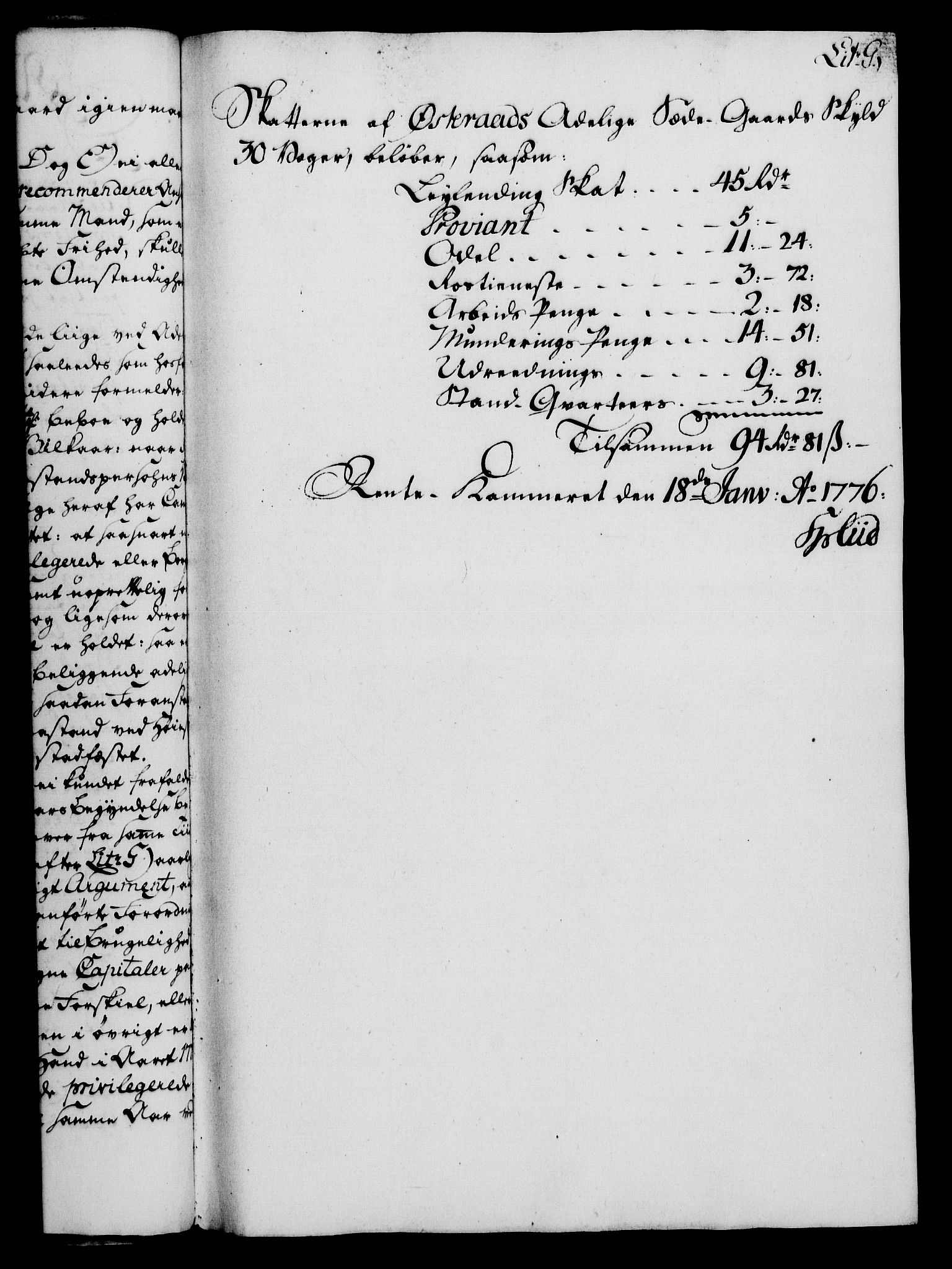 Rentekammeret, Kammerkanselliet, AV/RA-EA-3111/G/Gf/Gfa/L0058: Norsk relasjons- og resolusjonsprotokoll (merket RK 52.58), 1776, p. 46