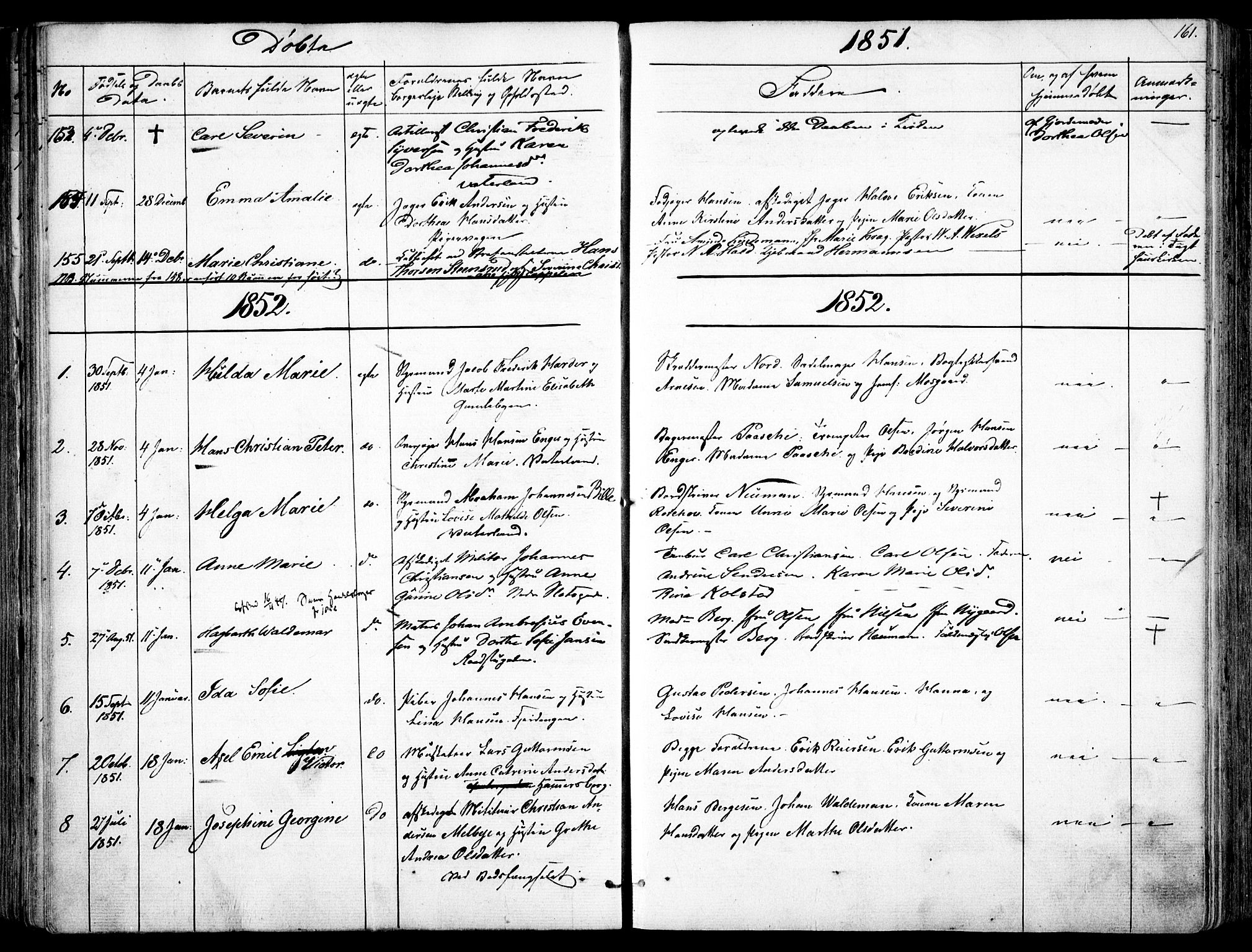 Garnisonsmenigheten Kirkebøker, SAO/A-10846/F/Fa/L0008: Parish register (official) no. 8, 1842-1859, p. 161