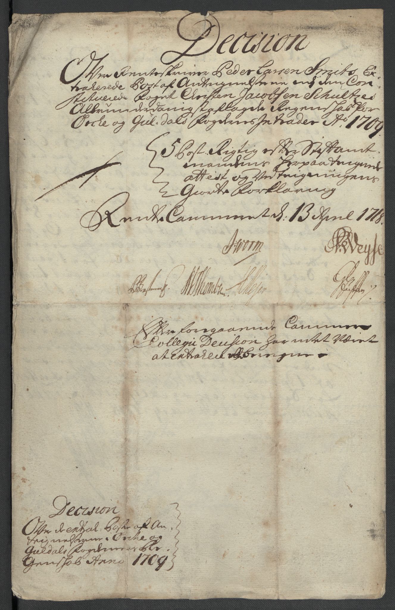 Rentekammeret inntil 1814, Reviderte regnskaper, Fogderegnskap, AV/RA-EA-4092/R60/L3959: Fogderegnskap Orkdal og Gauldal, 1709, p. 504