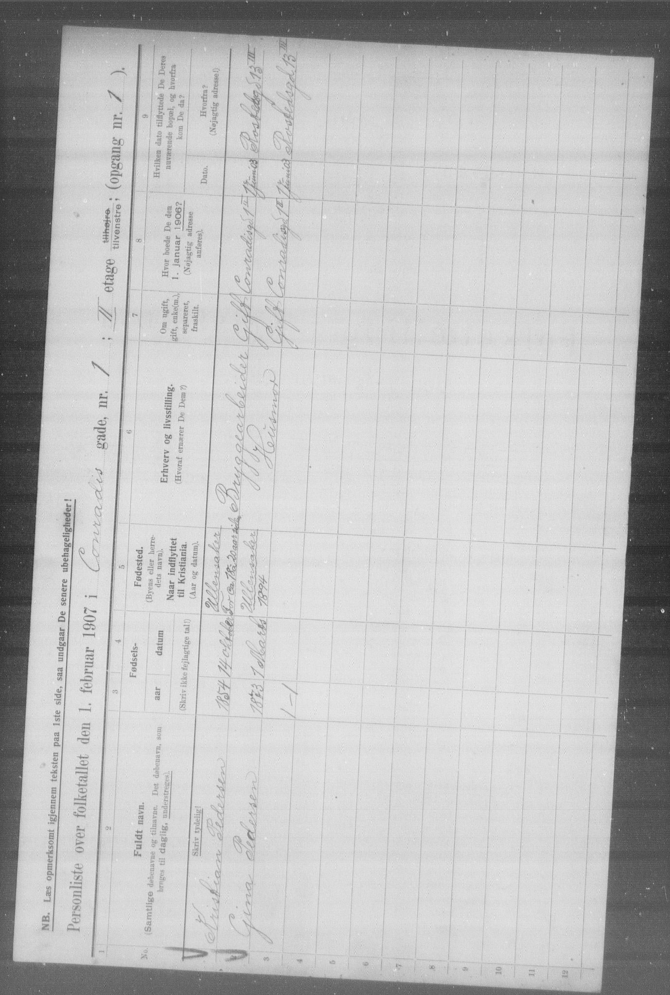 OBA, Municipal Census 1907 for Kristiania, 1907, p. 6760