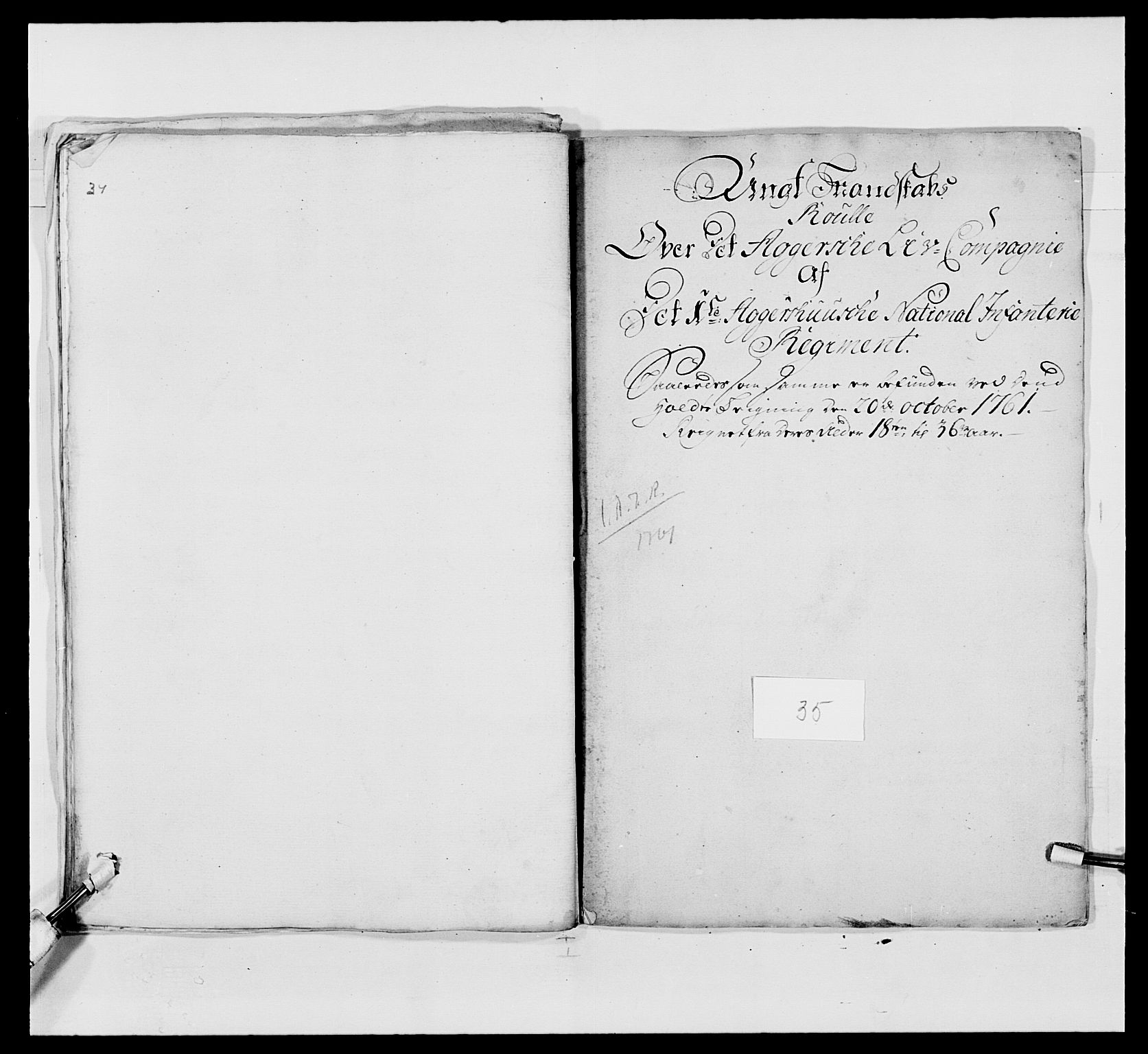 Kommanderende general (KG I) med Det norske krigsdirektorium, AV/RA-EA-5419/E/Ea/L0487: 1. Akershusiske regiment, 1750-1761, p. 341