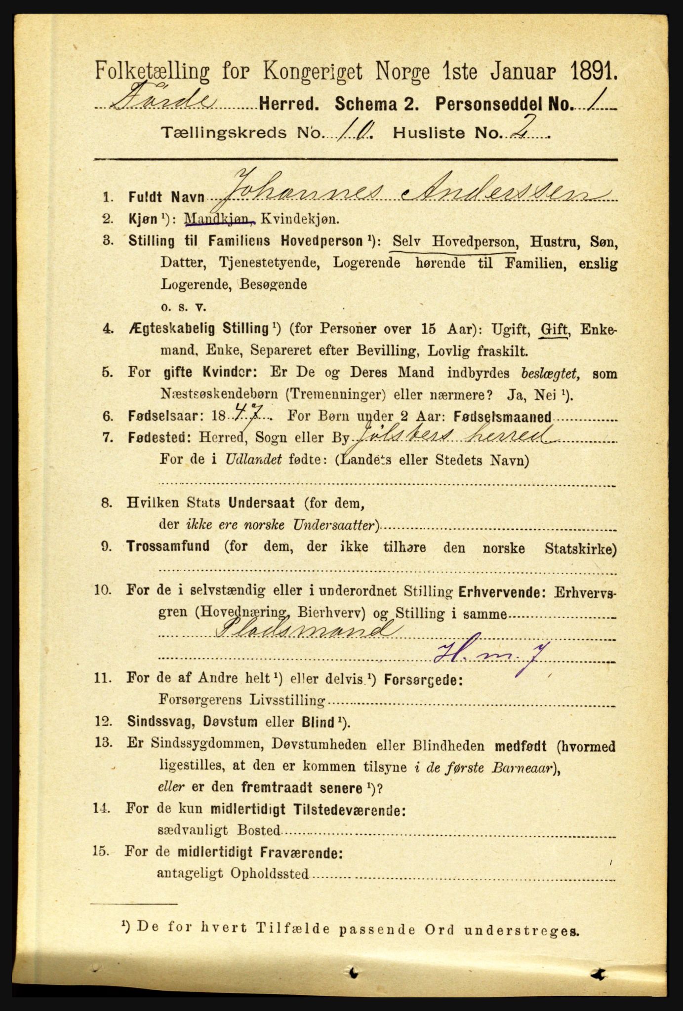 RA, 1891 census for 1432 Førde, 1891, p. 3672