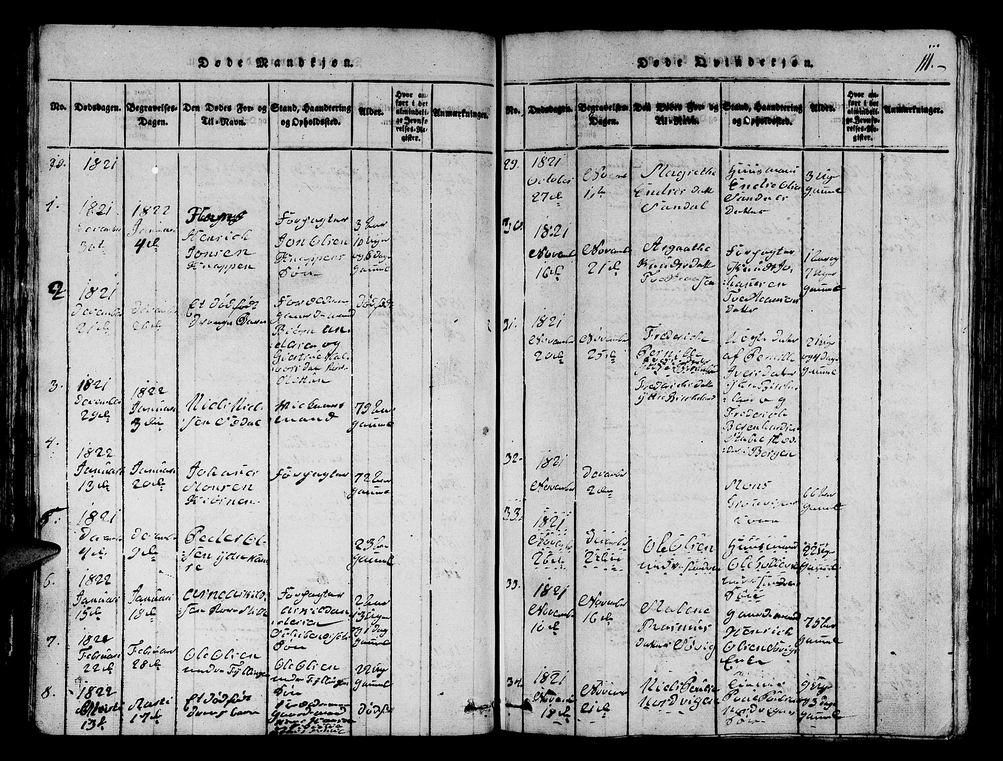 Fana Sokneprestembete, SAB/A-75101/H/Hab/Haba/L0001: Parish register (copy) no. A 1, 1816-1836, p. 111