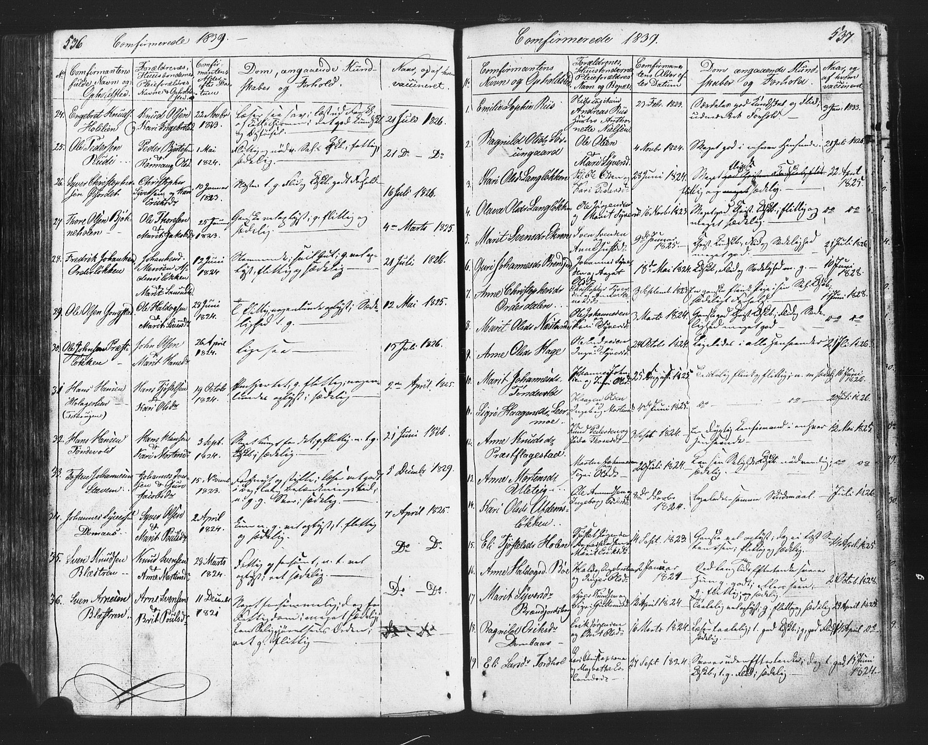 Lesja prestekontor, AV/SAH-PREST-068/H/Ha/Hab/L0002: Parish register (copy) no. 2, 1832-1850, p. 536-537