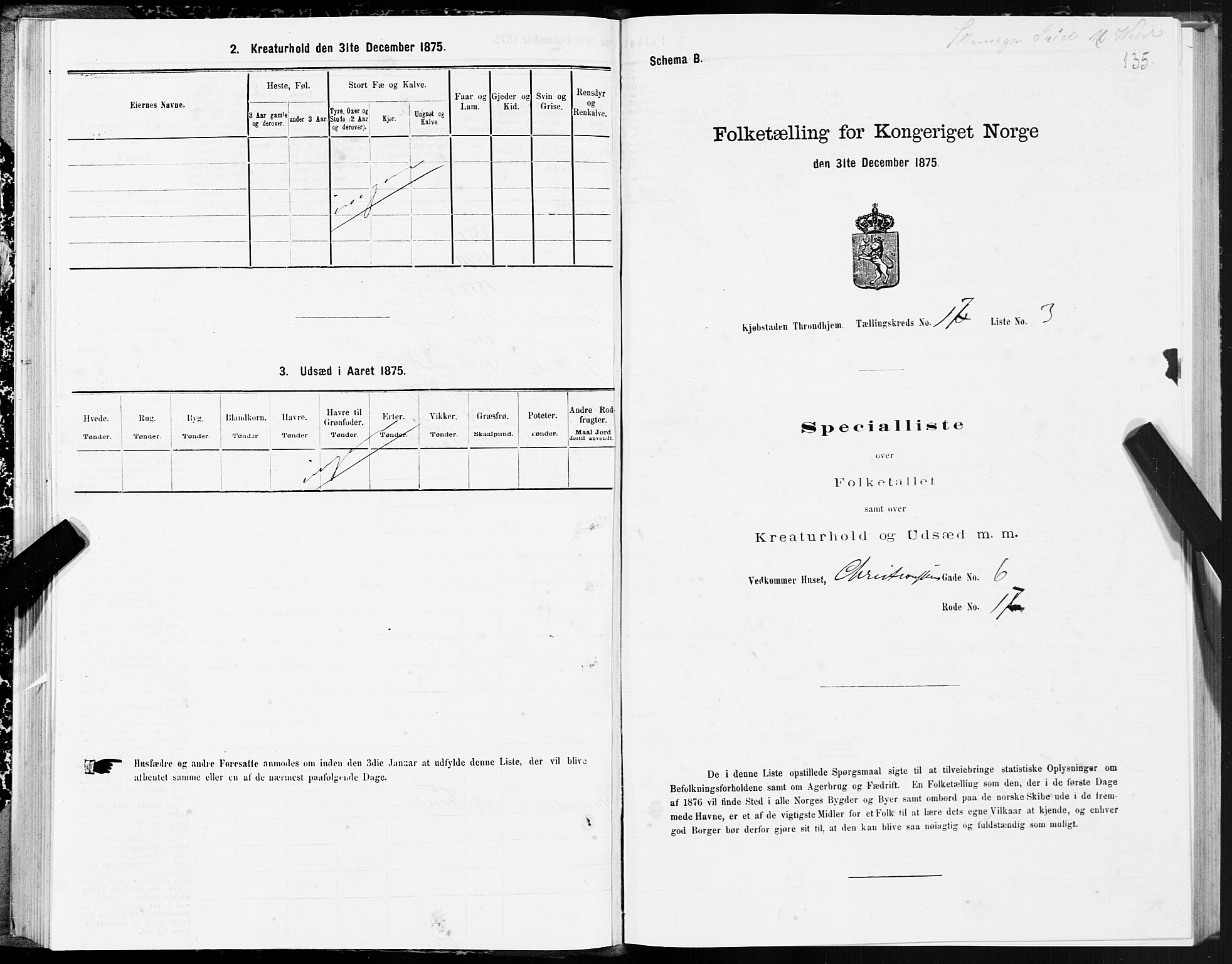 SAT, 1875 census for 1601 Trondheim, 1875, p. 9135