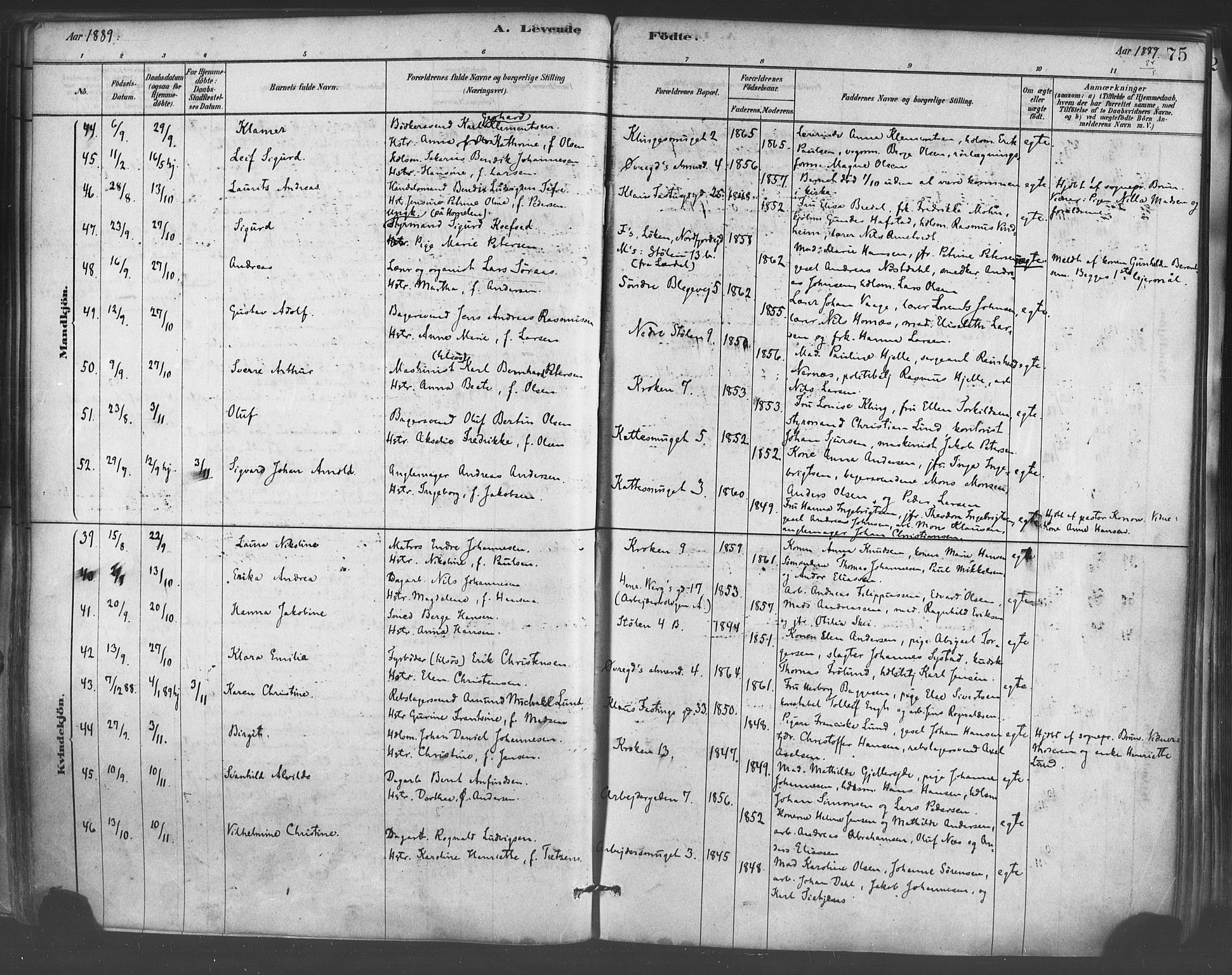 Mariakirken Sokneprestembete, AV/SAB-A-76901/H/Haa/L0007: Parish register (official) no. A 7, 1878-1893, p. 75