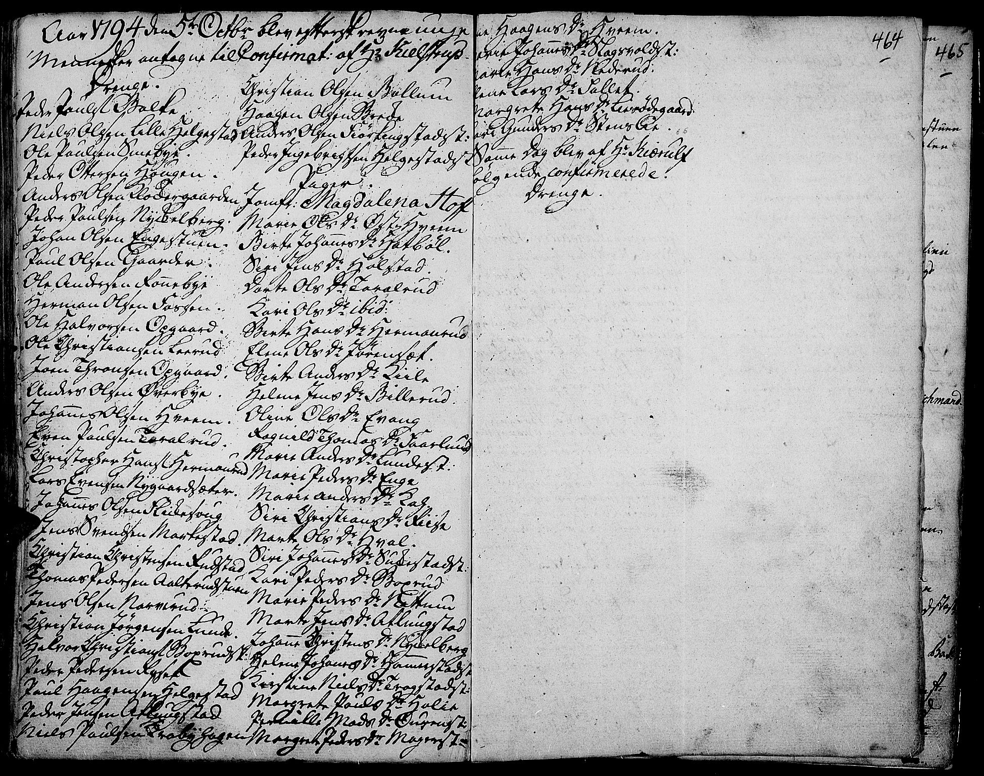 Toten prestekontor, SAH/PREST-102/H/Ha/Haa/L0007: Parish register (official) no. 7, 1794-1809, p. 464