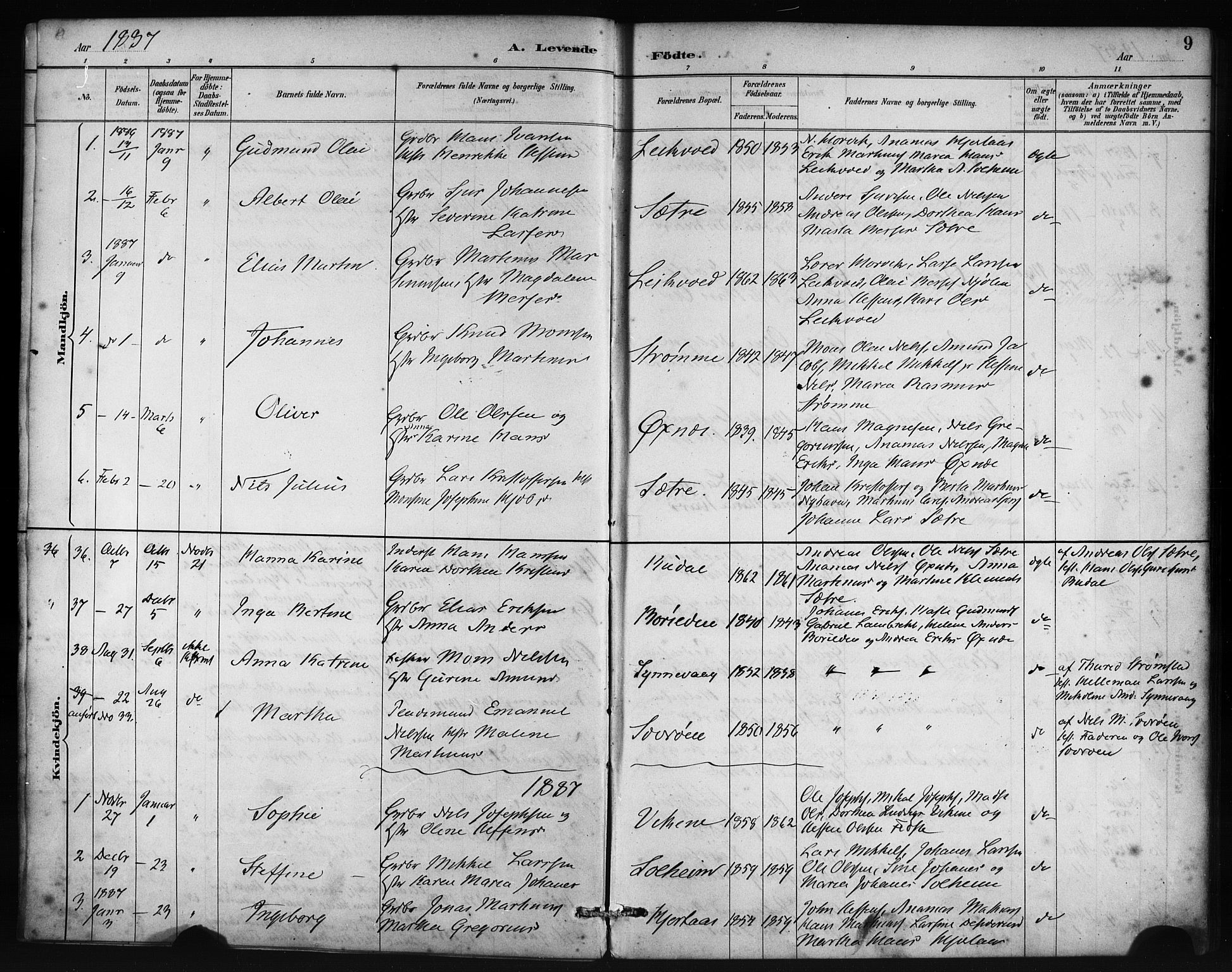 Lindås Sokneprestembete, AV/SAB-A-76701/H/Haa/Haac/L0001: Parish register (official) no. C 1, 1886-1896, p. 9