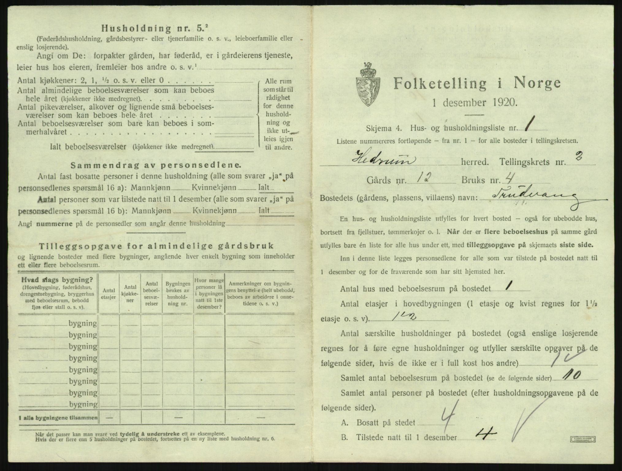 SAKO, 1920 census for Hedrum, 1920, p. 131