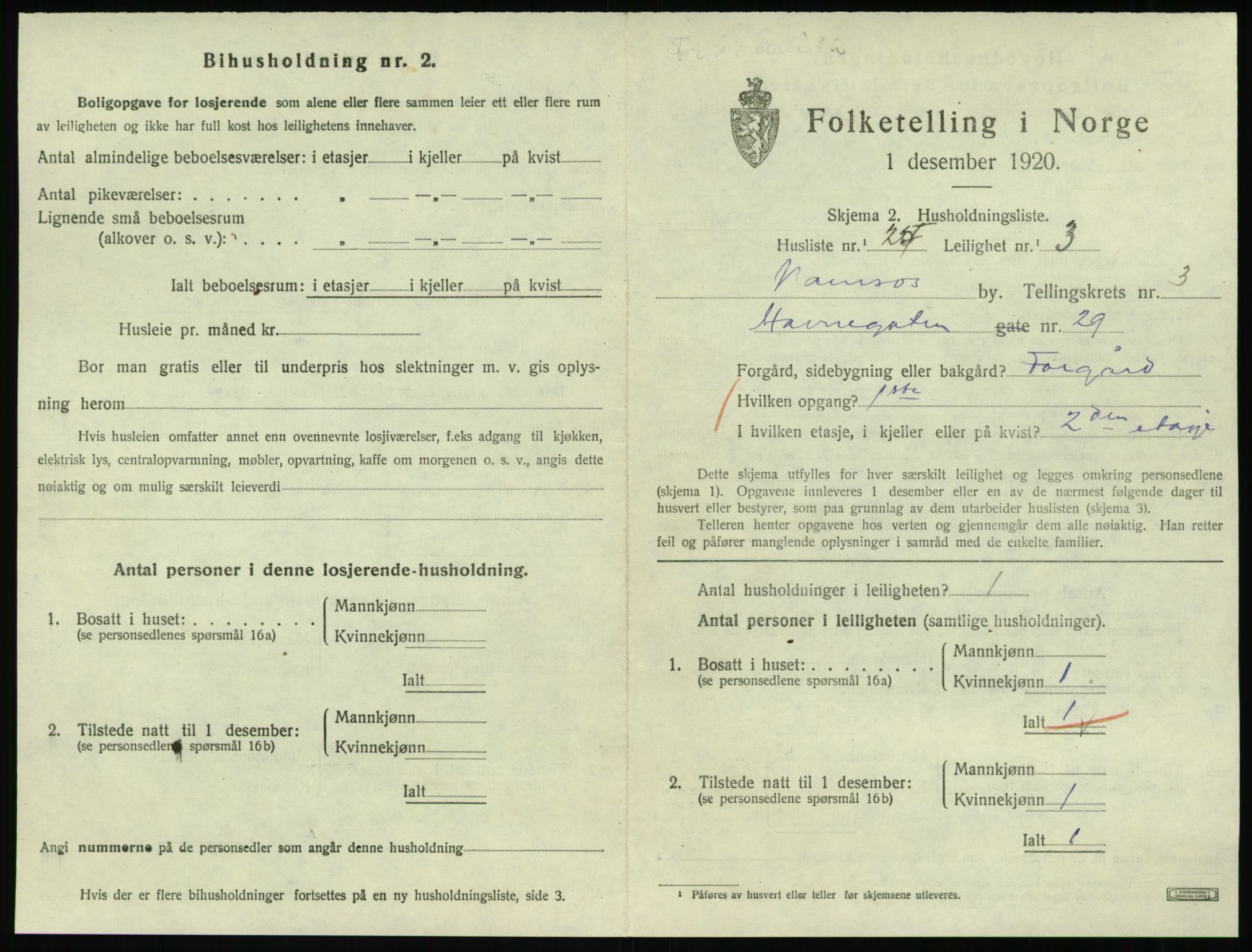 SAT, 1920 census for Namsos, 1920, p. 1215