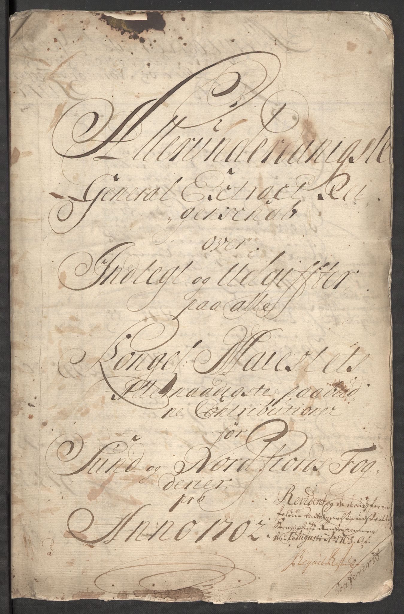 Rentekammeret inntil 1814, Reviderte regnskaper, Fogderegnskap, RA/EA-4092/R53/L3426: Fogderegnskap Sunn- og Nordfjord, 1702, p. 3