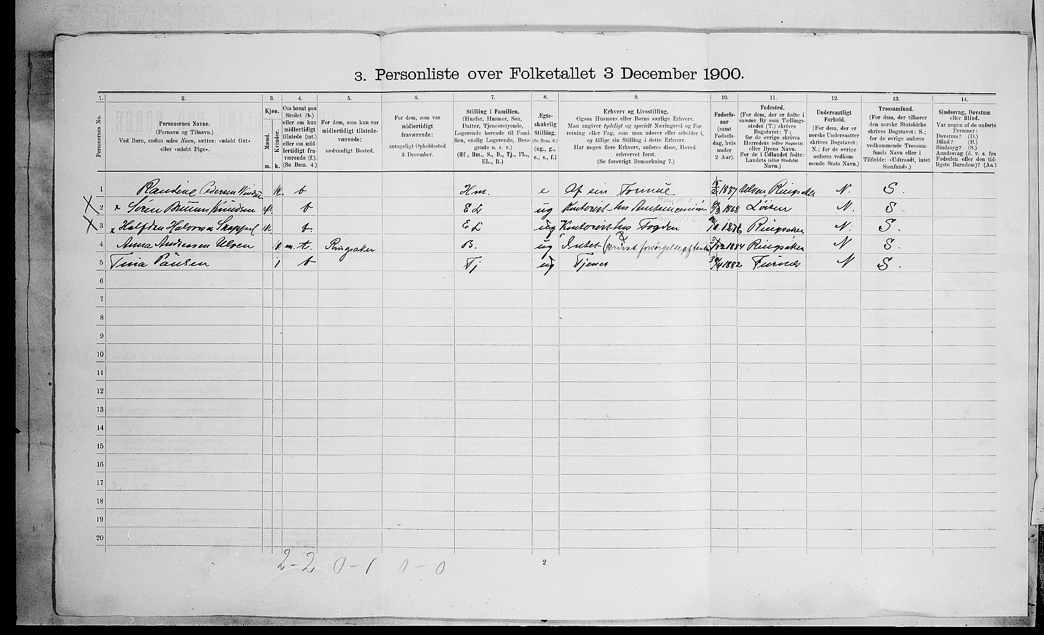 SAH, 1900 census for Hamar, 1900, p. 2432