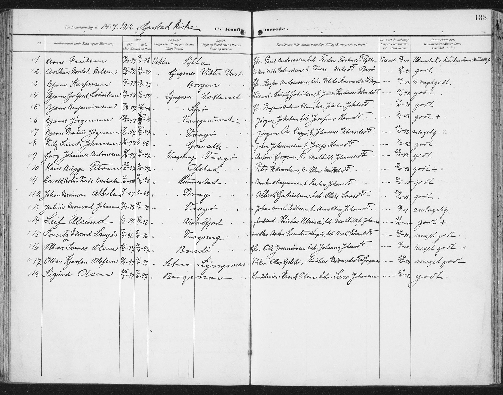 Ministerialprotokoller, klokkerbøker og fødselsregistre - Nord-Trøndelag, SAT/A-1458/786/L0688: Parish register (official) no. 786A04, 1899-1912, p. 138