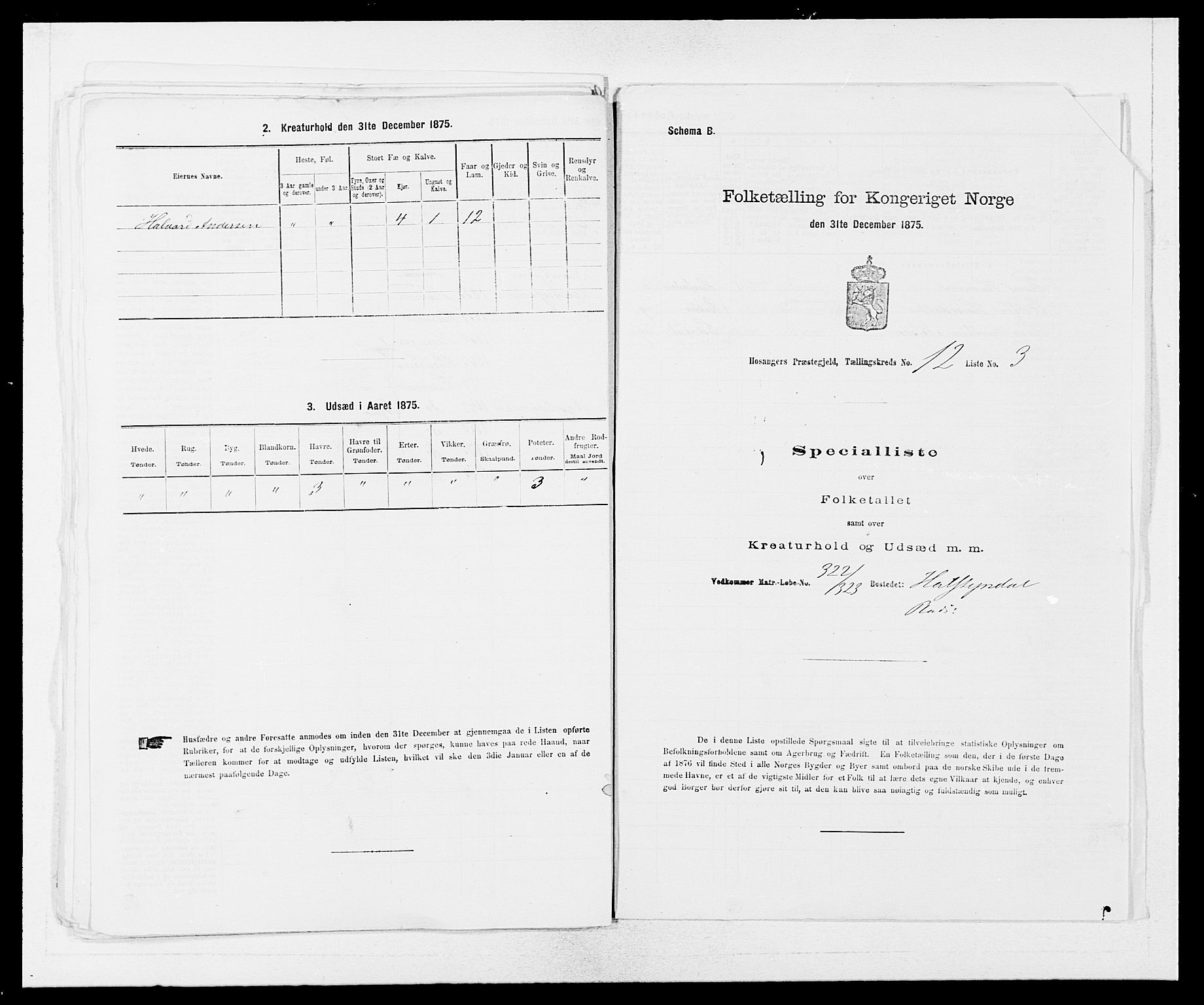 SAB, 1875 census for 1253P Hosanger, 1875, p. 903