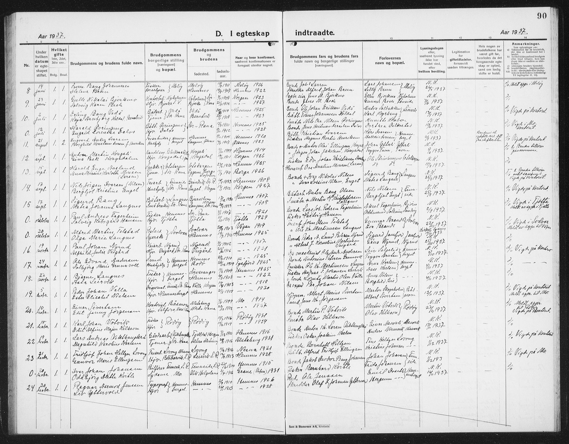 Ministerialprotokoller, klokkerbøker og fødselsregistre - Nordland, AV/SAT-A-1459/825/L0372: Parish register (copy) no. 825C09, 1923-1940, p. 90