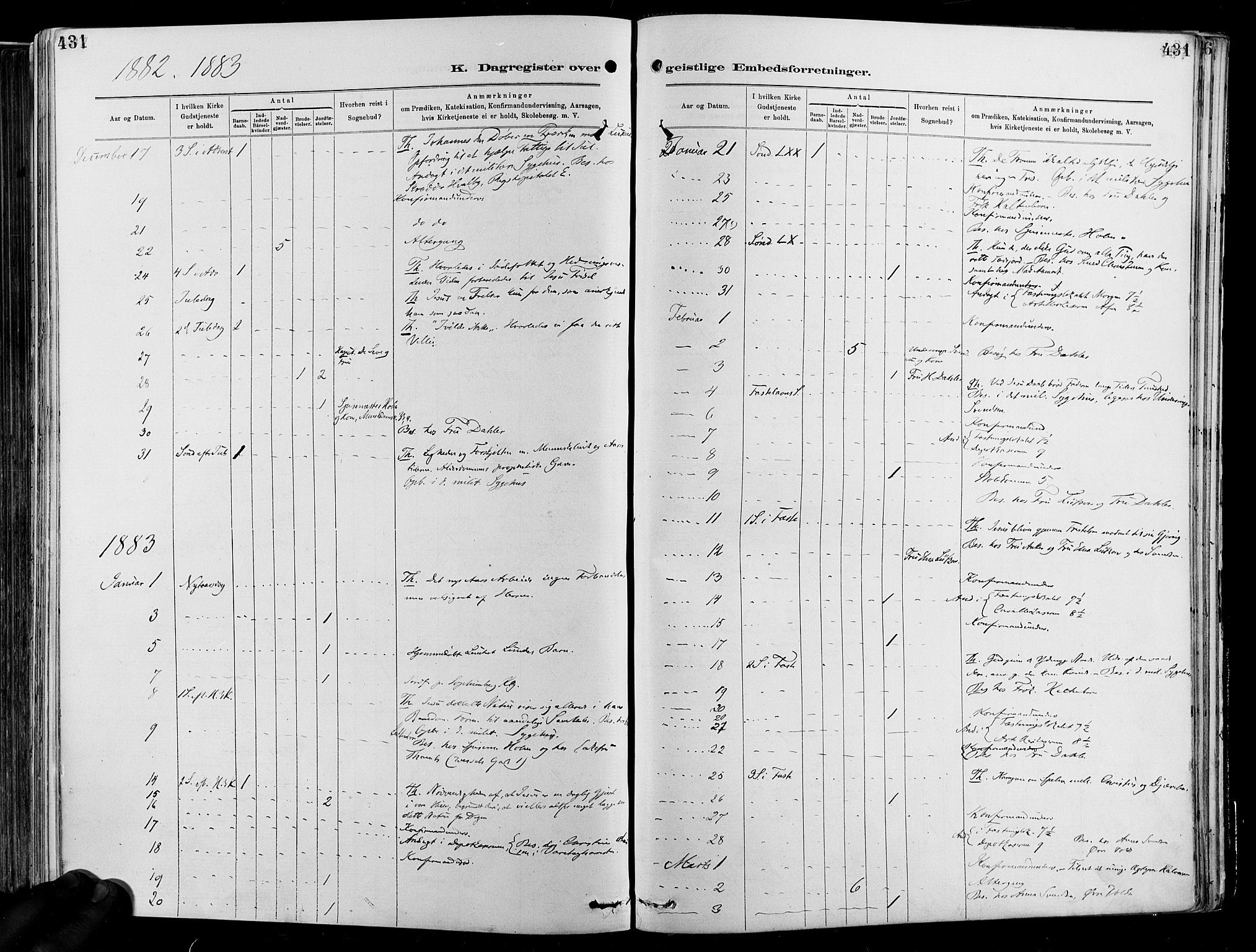 Garnisonsmenigheten Kirkebøker, AV/SAO-A-10846/F/Fa/L0012: Parish register (official) no. 12, 1880-1893, p. 431