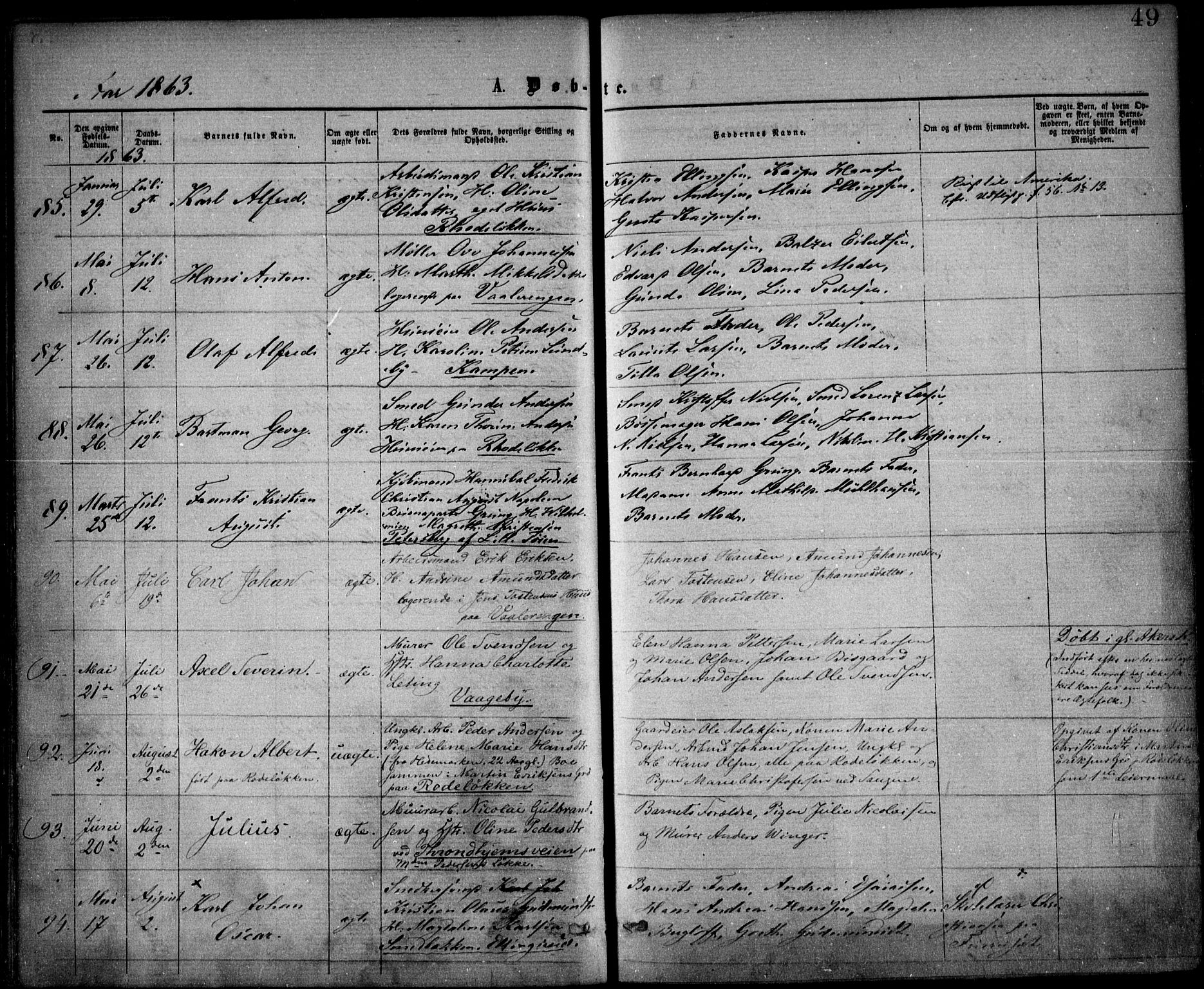 Østre Aker prestekontor Kirkebøker, AV/SAO-A-10840/F/Fa/L0001: Parish register (official) no. I 1, 1861-1869, p. 49