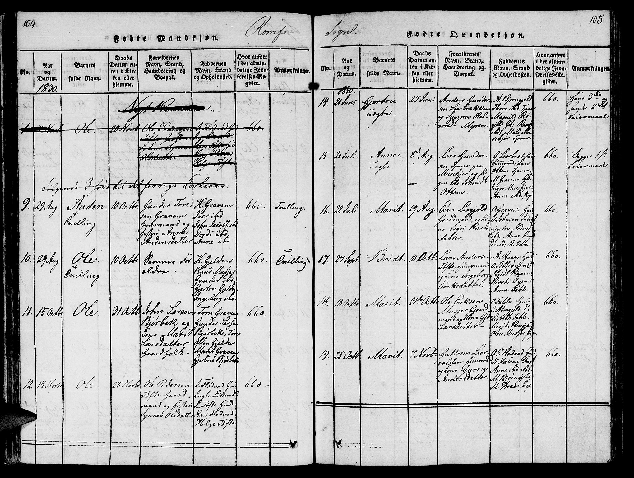 Ministerialprotokoller, klokkerbøker og fødselsregistre - Møre og Romsdal, AV/SAT-A-1454/590/L1010: Parish register (official) no. 590A03 /2, 1820-1832, p. 104-105