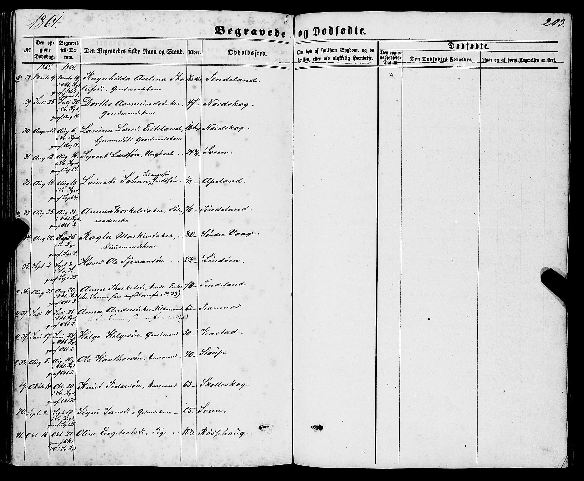 Sveio Sokneprestembete, AV/SAB-A-78501/H/Haa: Parish register (official) no. A 1, 1861-1877, p. 203