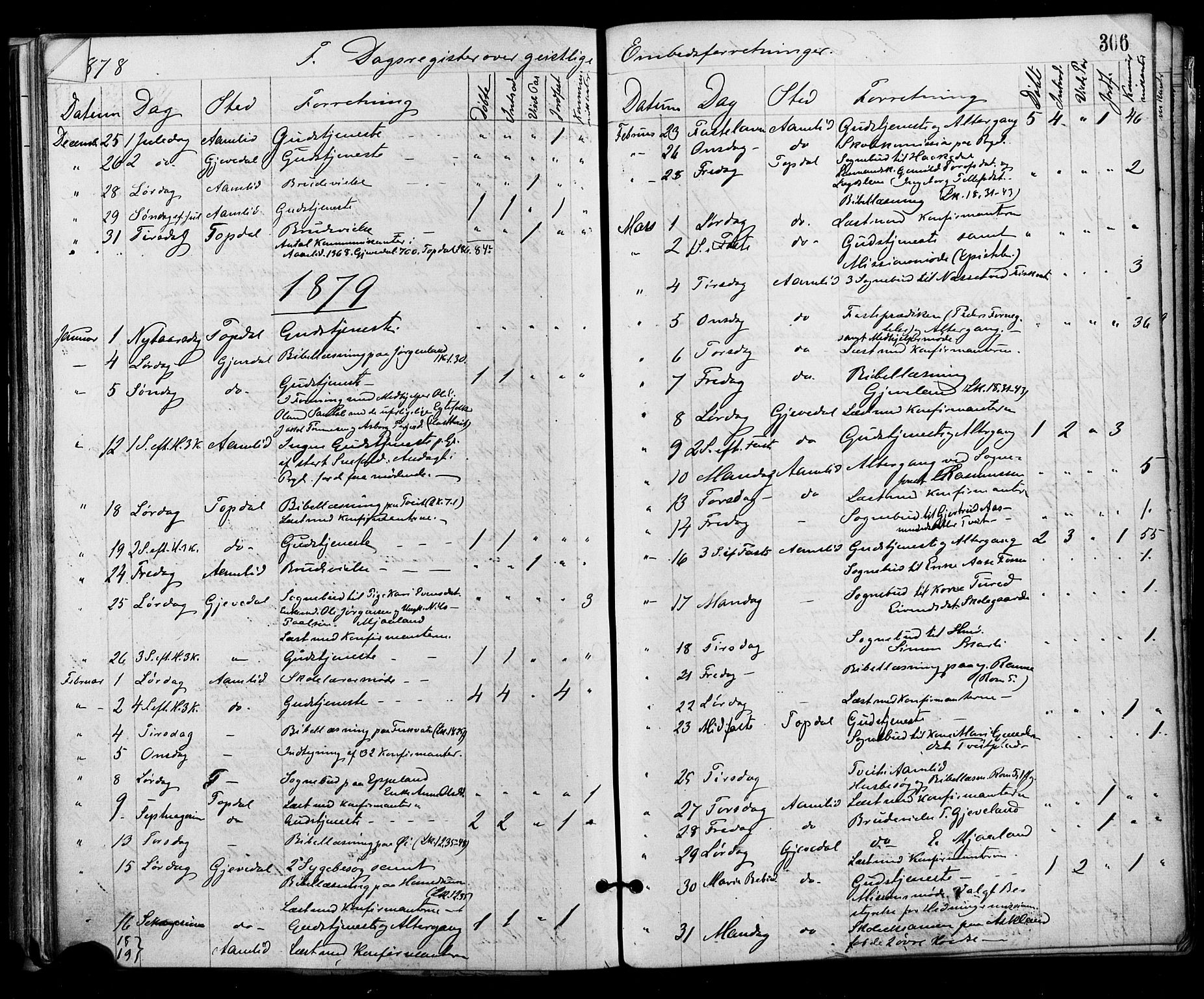 Åmli sokneprestkontor, AV/SAK-1111-0050/F/Fa/Fac/L0009: Parish register (official) no. A 9 /1, 1869-1884, p. 306