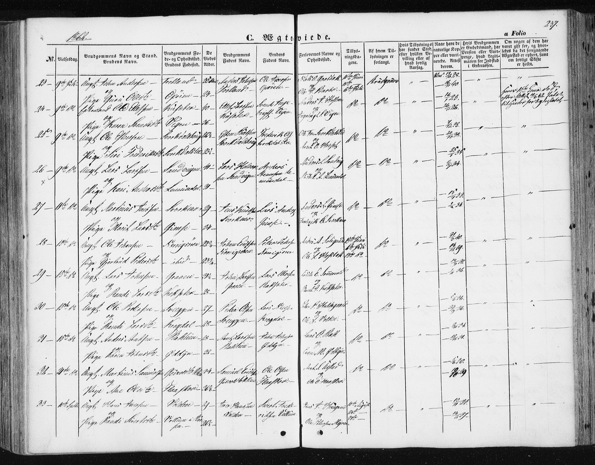 Ministerialprotokoller, klokkerbøker og fødselsregistre - Sør-Trøndelag, AV/SAT-A-1456/668/L0806: Parish register (official) no. 668A06, 1854-1869, p. 237