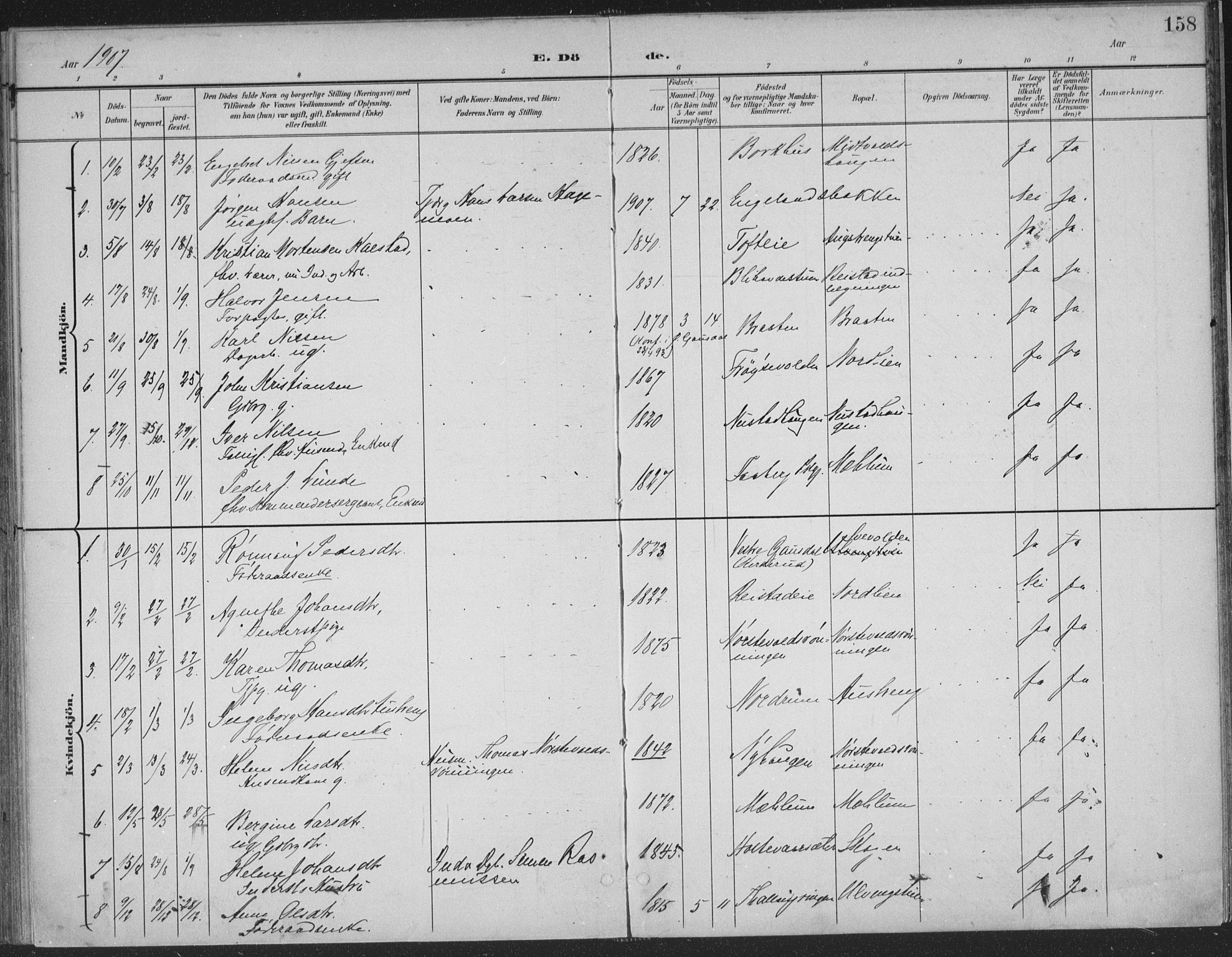 Østre Gausdal prestekontor, SAH/PREST-092/H/Ha/Haa/L0004: Parish register (official) no. 4, 1898-1914, p. 158